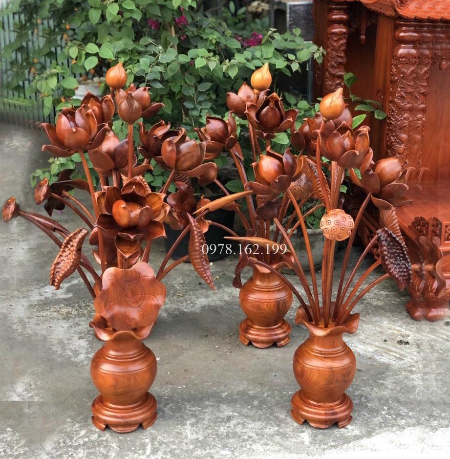 Hoa sen gỗ hương dạng lọ - Ảnh 2