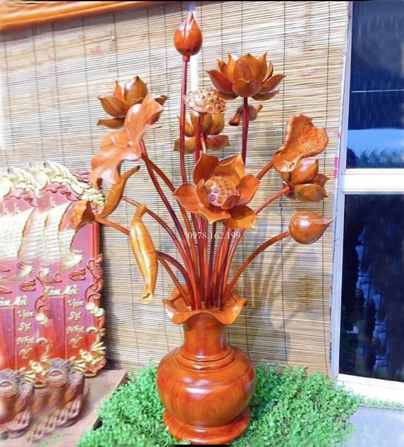 Hoa sen gỗ hương dạng lọ - Ảnh 4