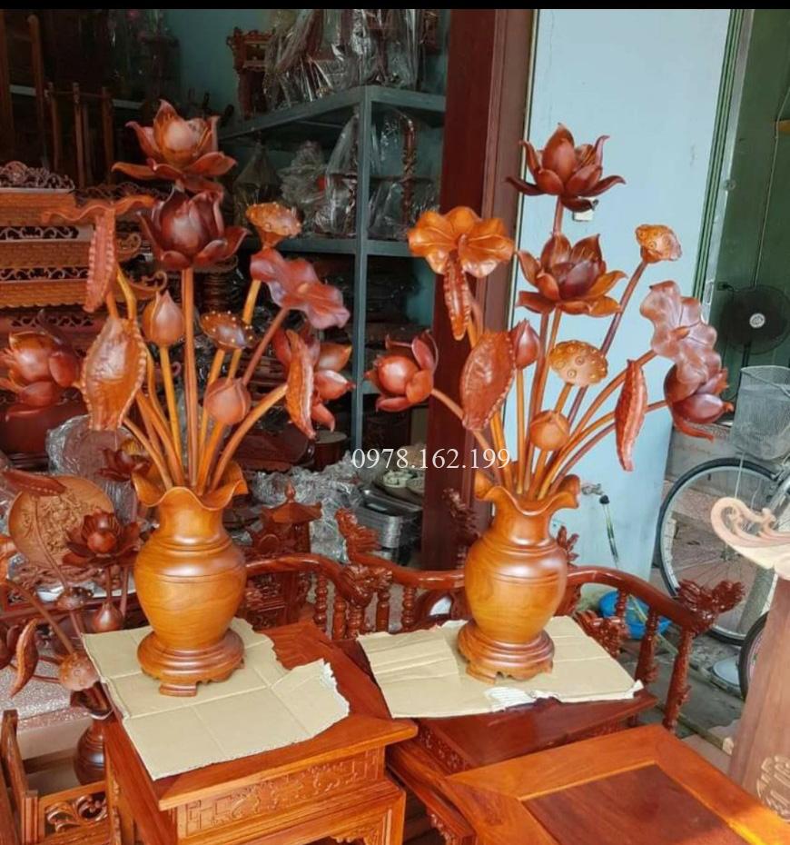 Hoa sen gỗ hương dạng lọ - Ảnh 3