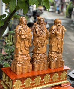 Tượng Tam Đa Phúc Lộc Thọ gỗ bách xanh MS40