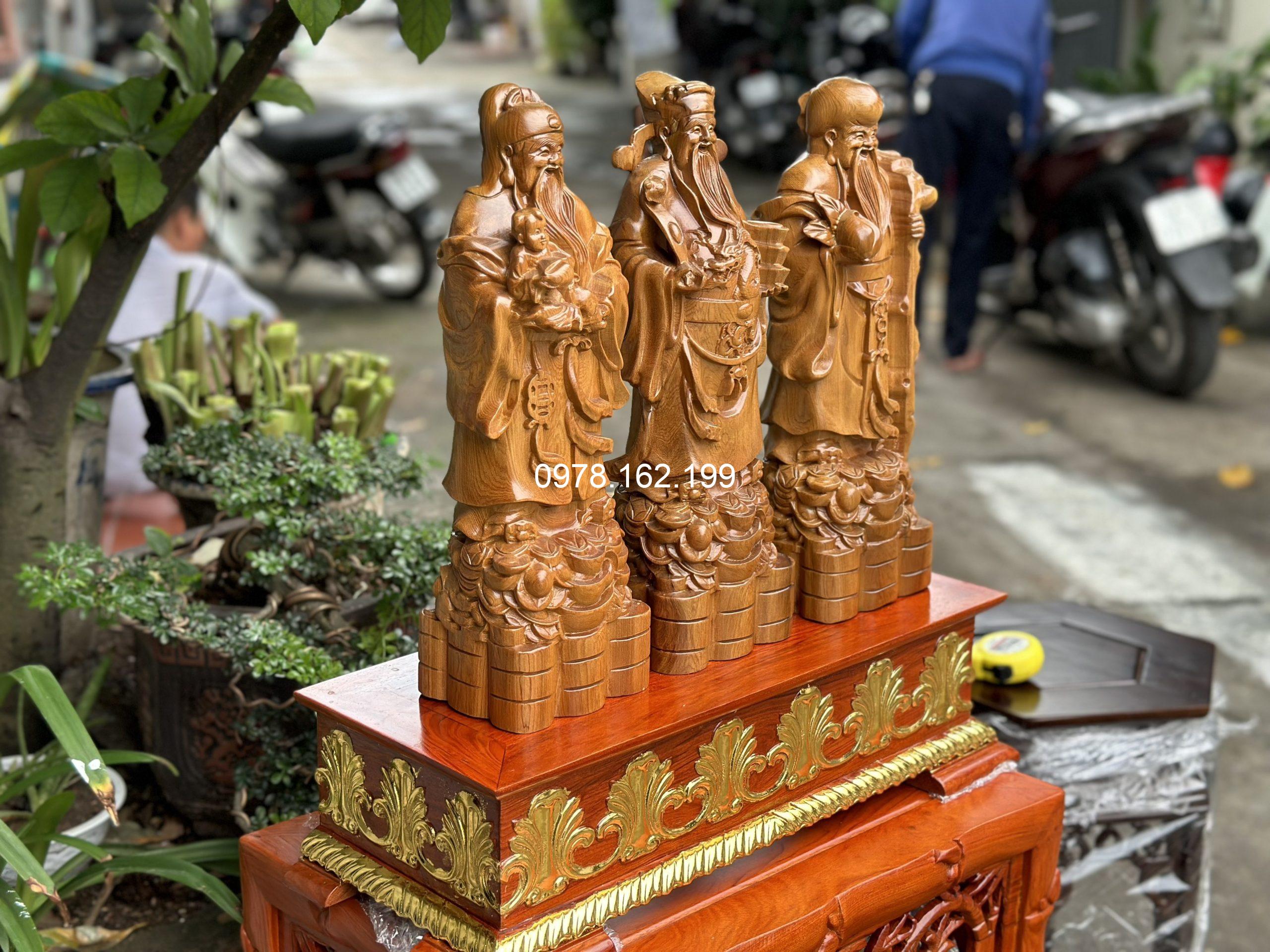 Tượng Tam đa Phúc Lộc Thọ gỗ bách xanh MS30