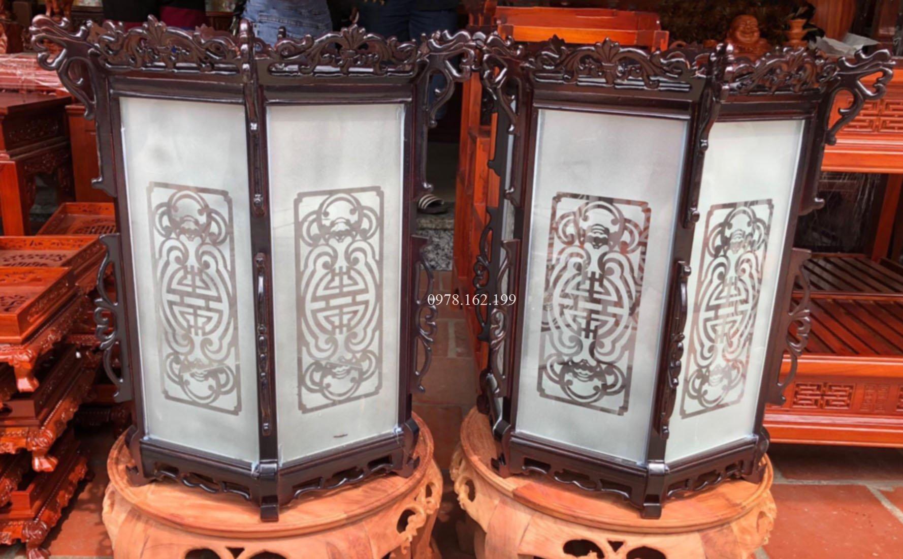 Đèn thả trần gỗ hương mặt kính MS45 - Ảnh 2