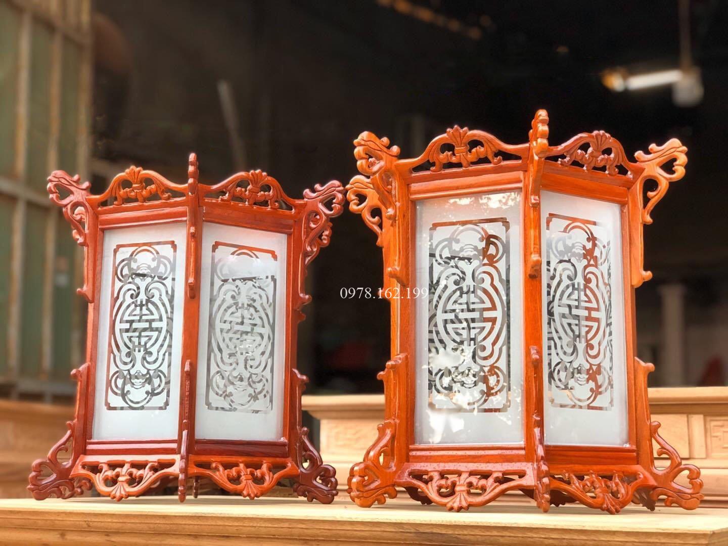 Đèn thả trần gỗ hương mặt kính MS45