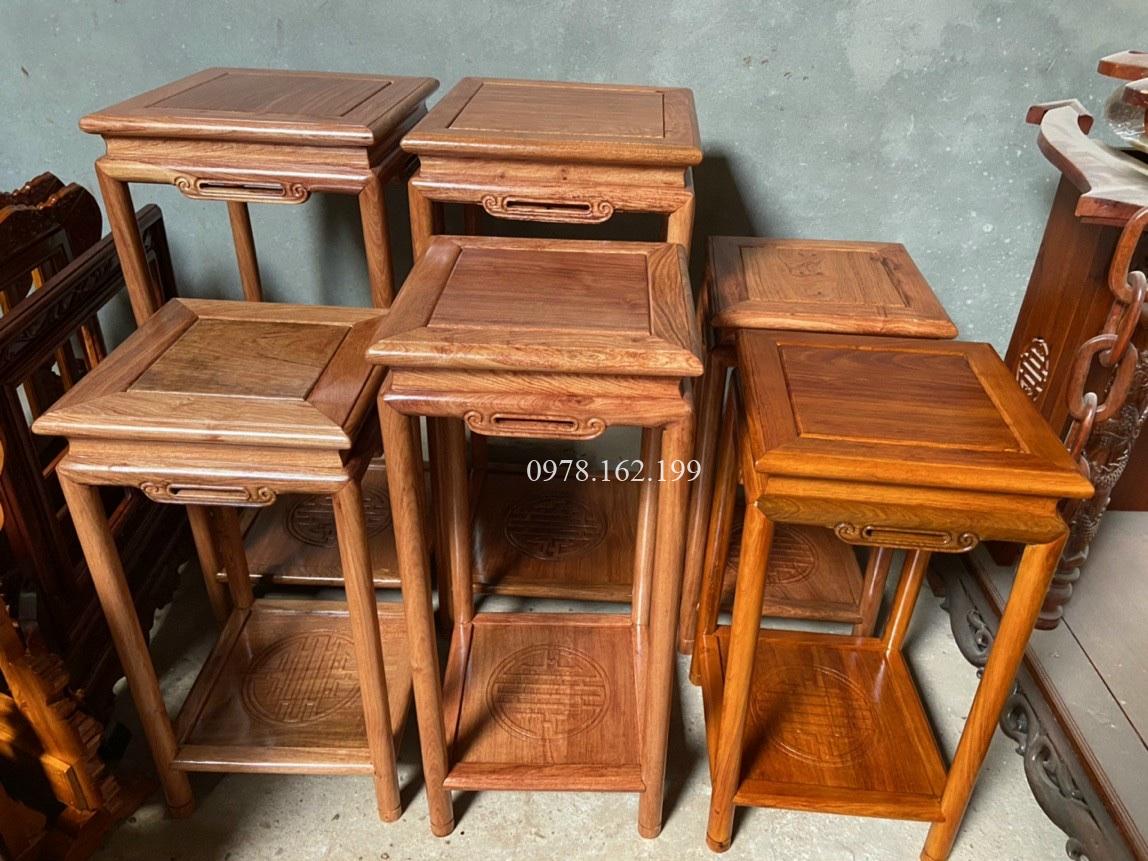 Đôn vuông chân tròn gỗ hương MS80 - Ảnh 4