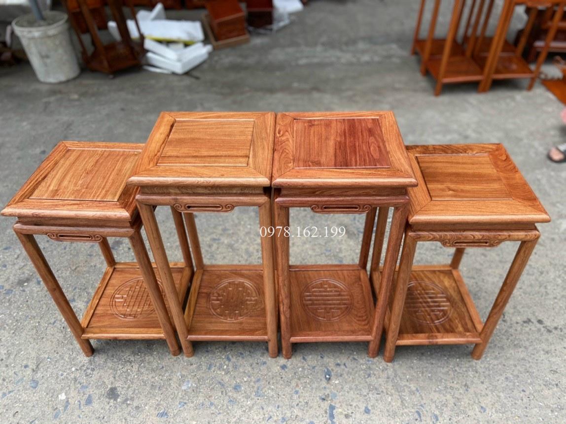 Đôn vuông chân tròn gỗ hương MS80 - Ảnh 3