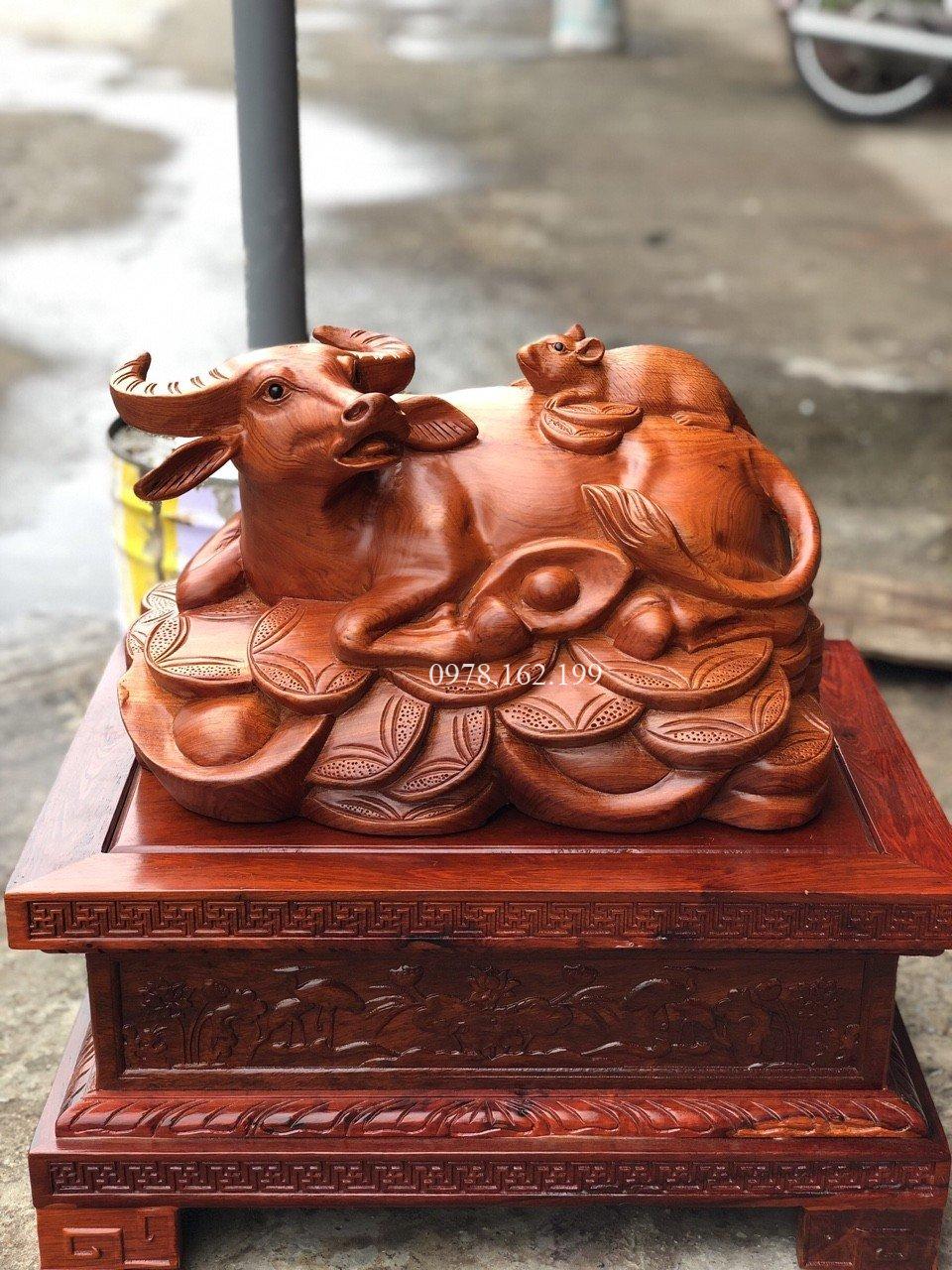 Đôn kê tượng đục sen cò gỗ hương - Ảnh 5