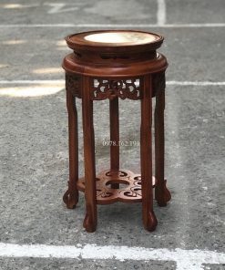 Đôn tròn mặt đá gỗ gụ MS70
