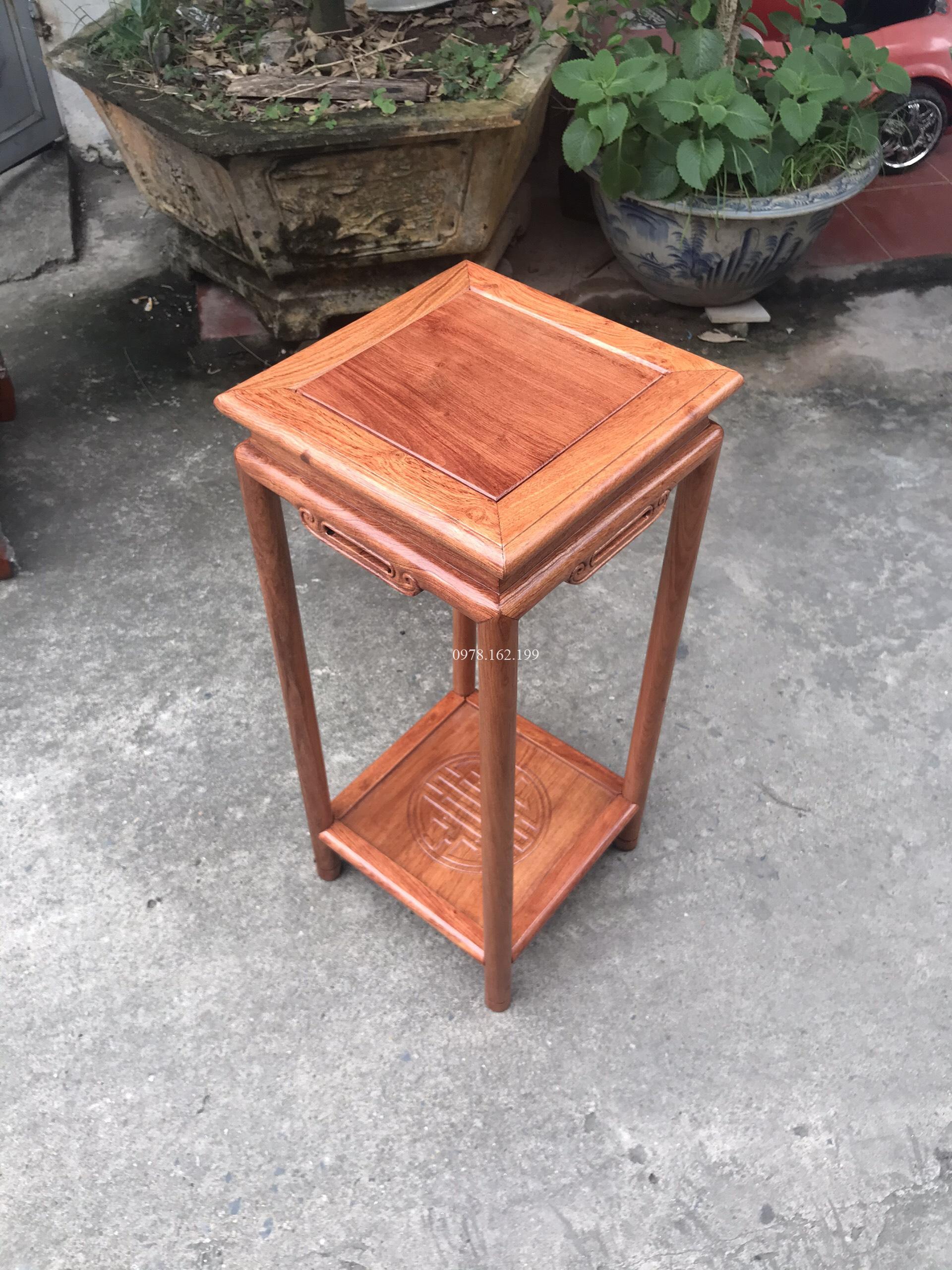 Đôn vuông chân tròn gỗ hương MS80