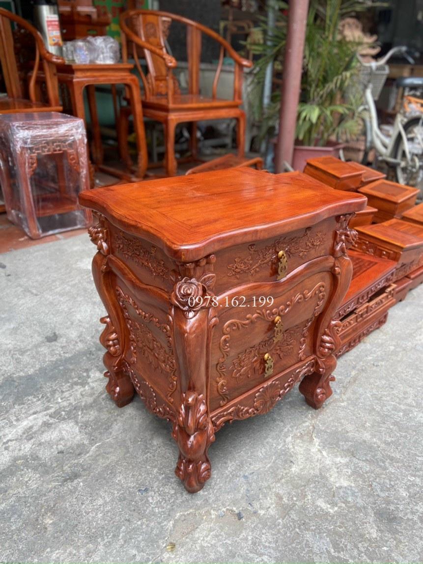 Tủ đầu giường hoa hồng gỗ hương MS03 - Ảnh 5