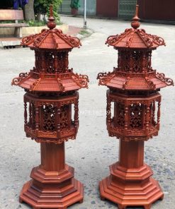 Đèn tháp gỗ hương 2 tầng MS81