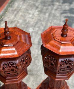 Đèn thờ bát giác gỗ hương cao cấp Đồng Kỵ MS80