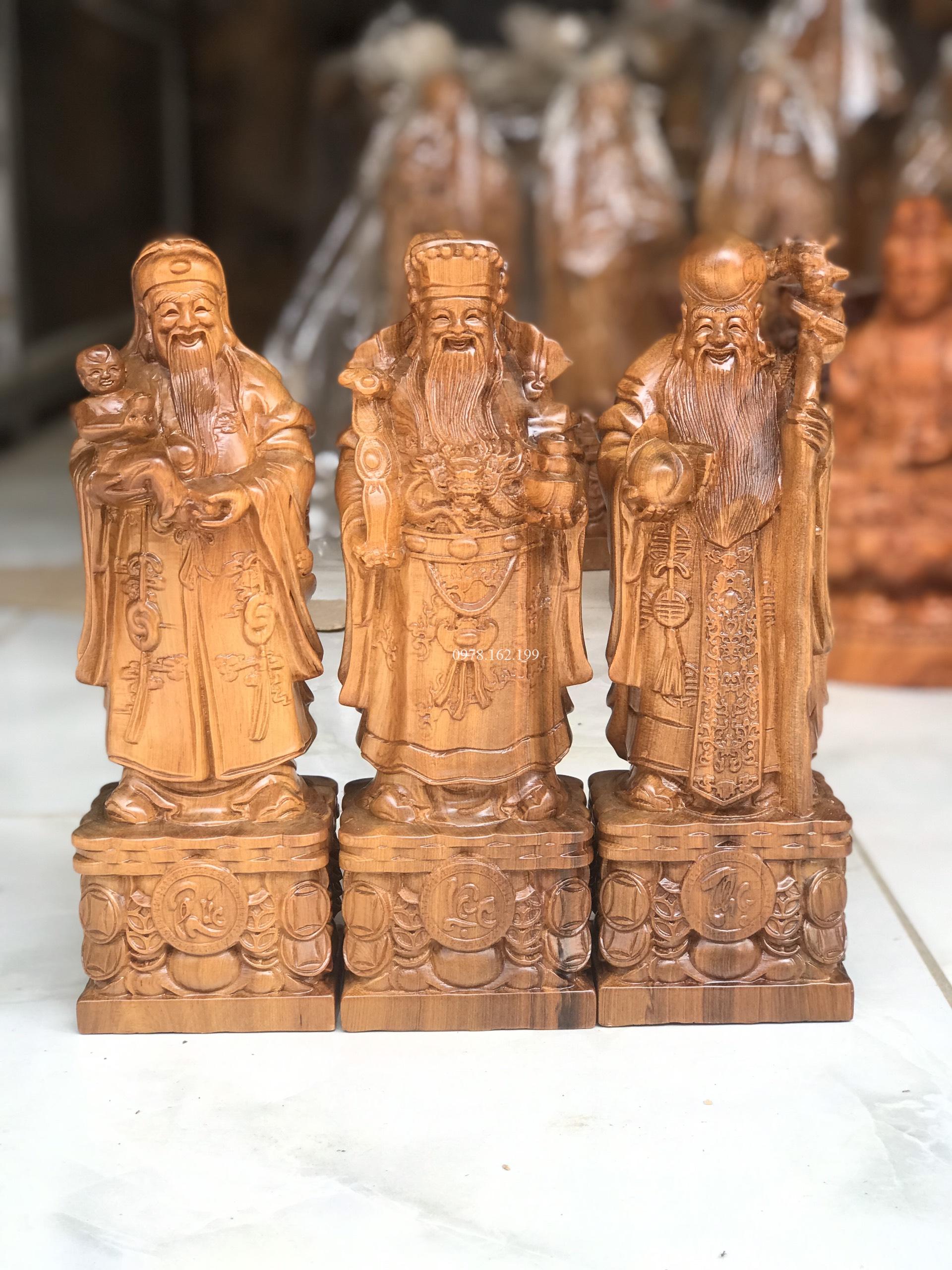 Tượng Tam Đa Phúc Lộc Thọ Gỗ Bách Xanh MS30