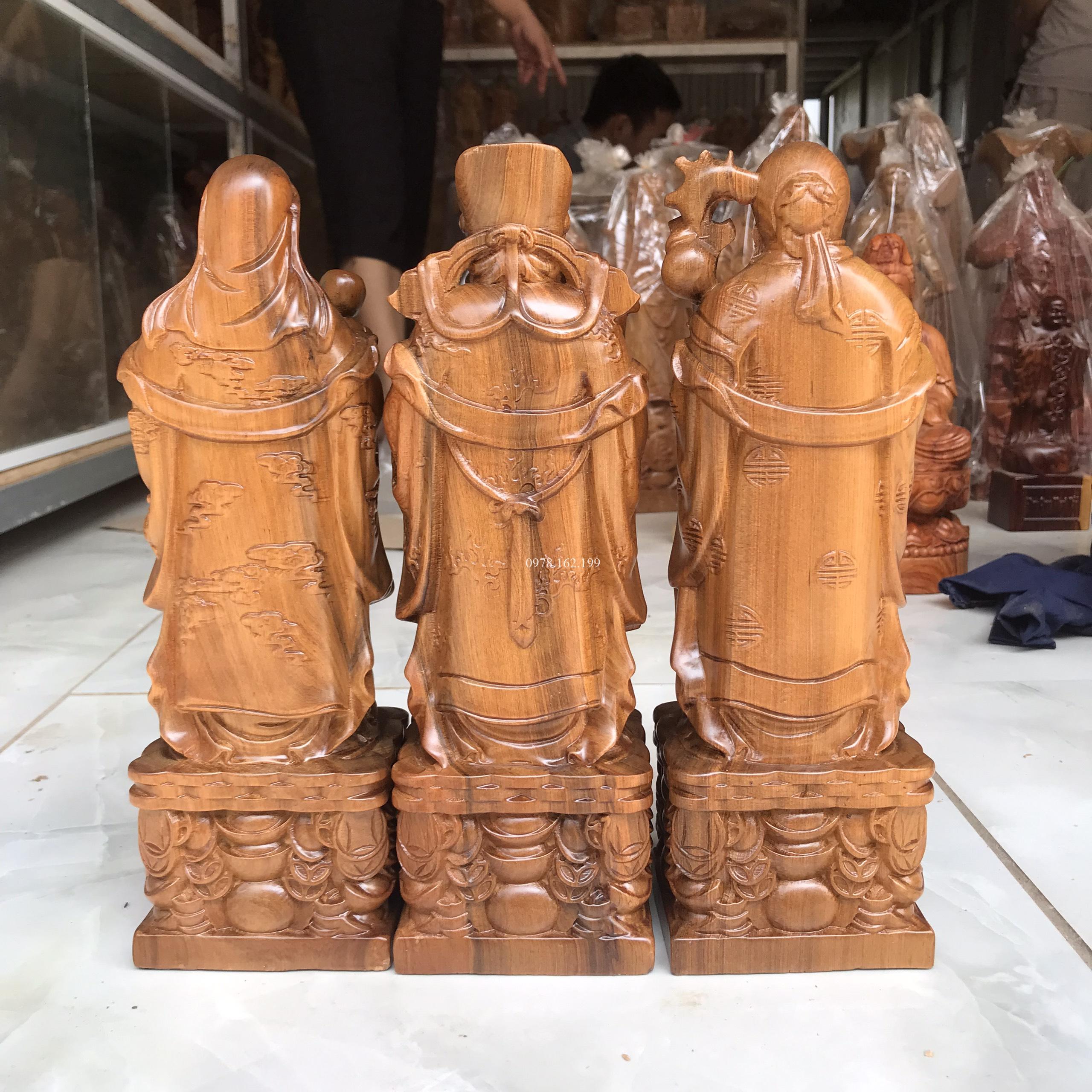 Tượng Tam Đa Phúc Lộc Thọ gỗ bách xanh MS40 - Ảnh 13