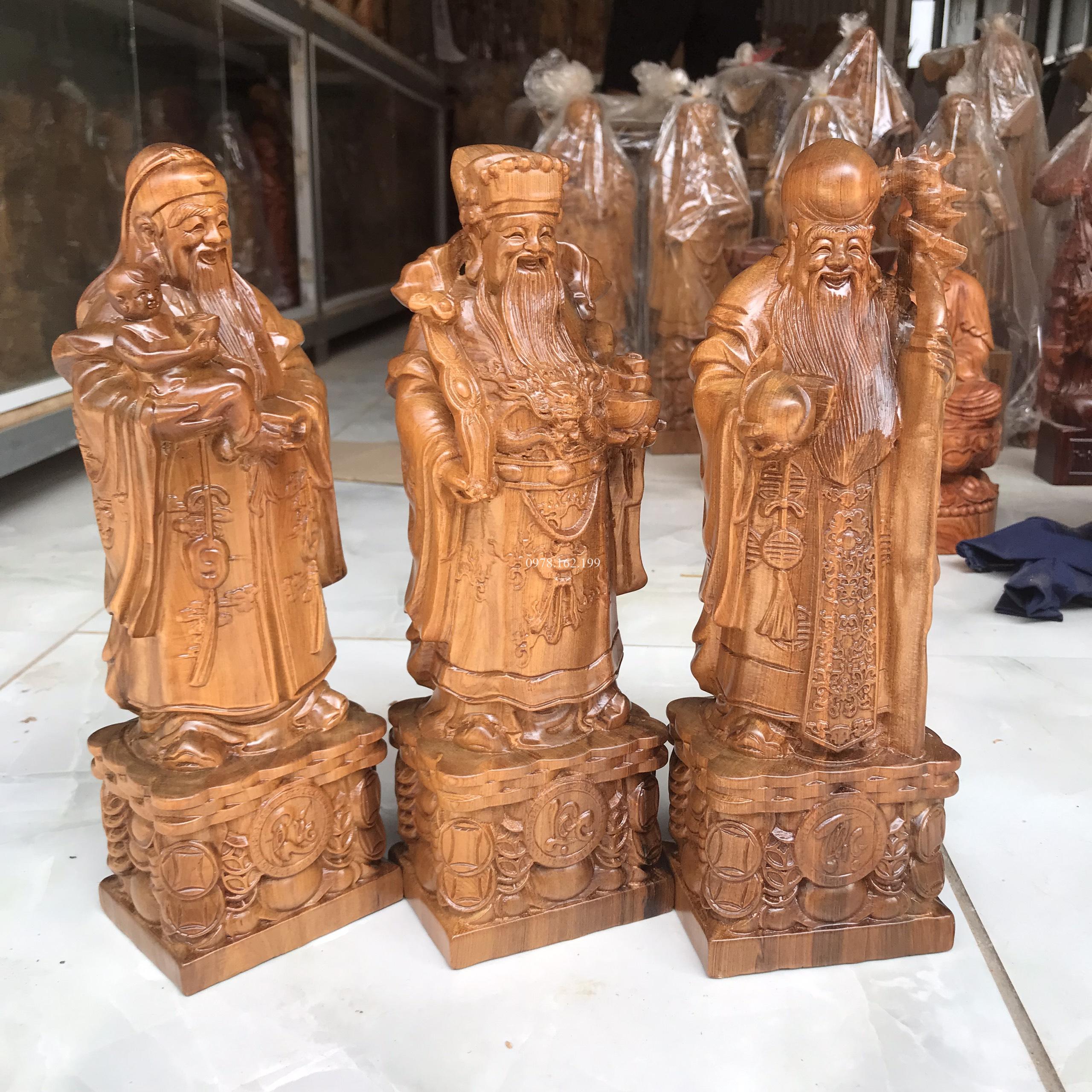 Tượng Tam Đa Phúc Lộc Thọ Gỗ Bách Xanh MS30 - Ảnh 4