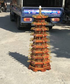 Đèn tháp Văn Xương gỗ hương dát vàng