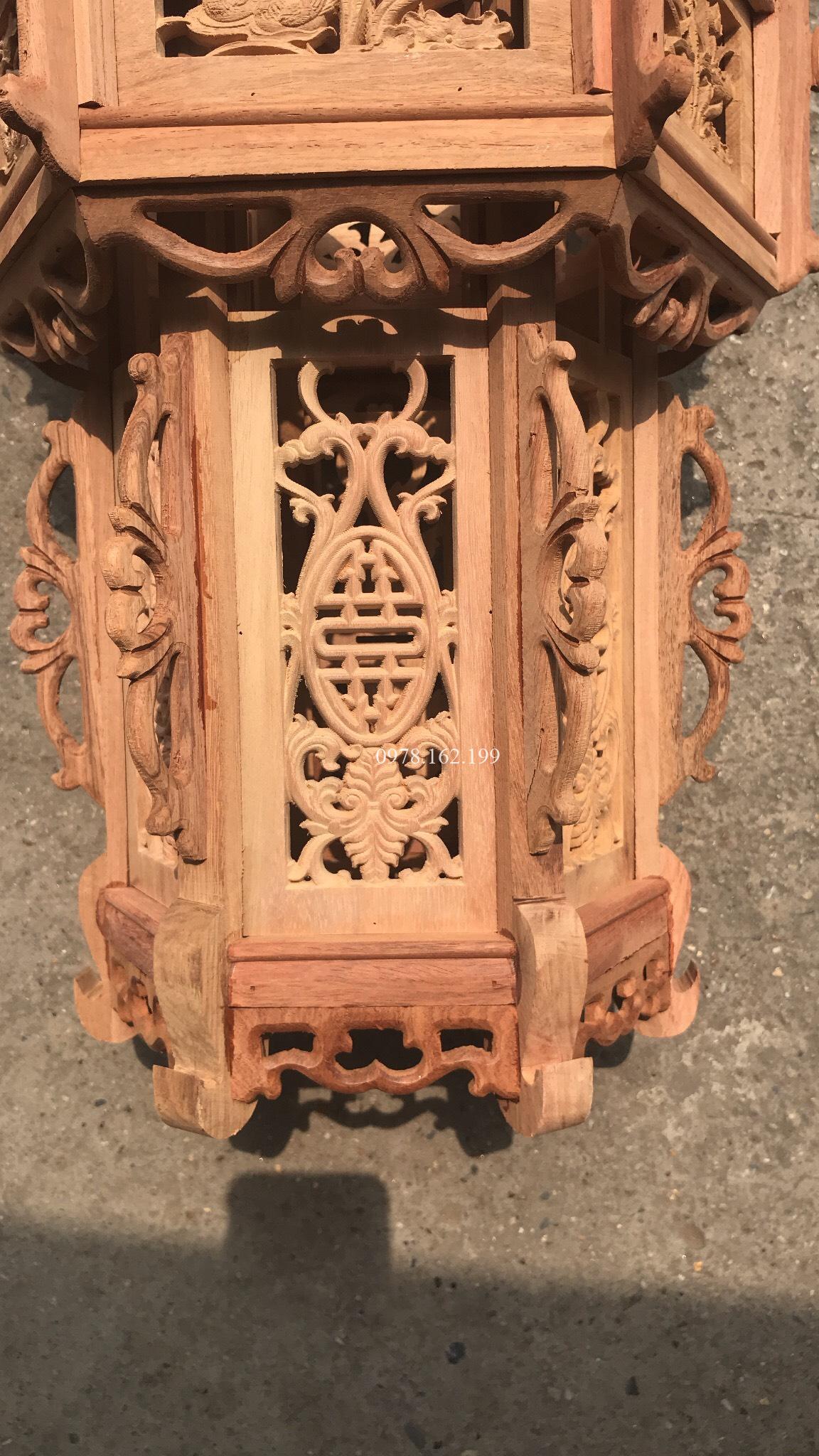 Đèn lồng hoa sen gỗ hương MS55 - Ảnh 5