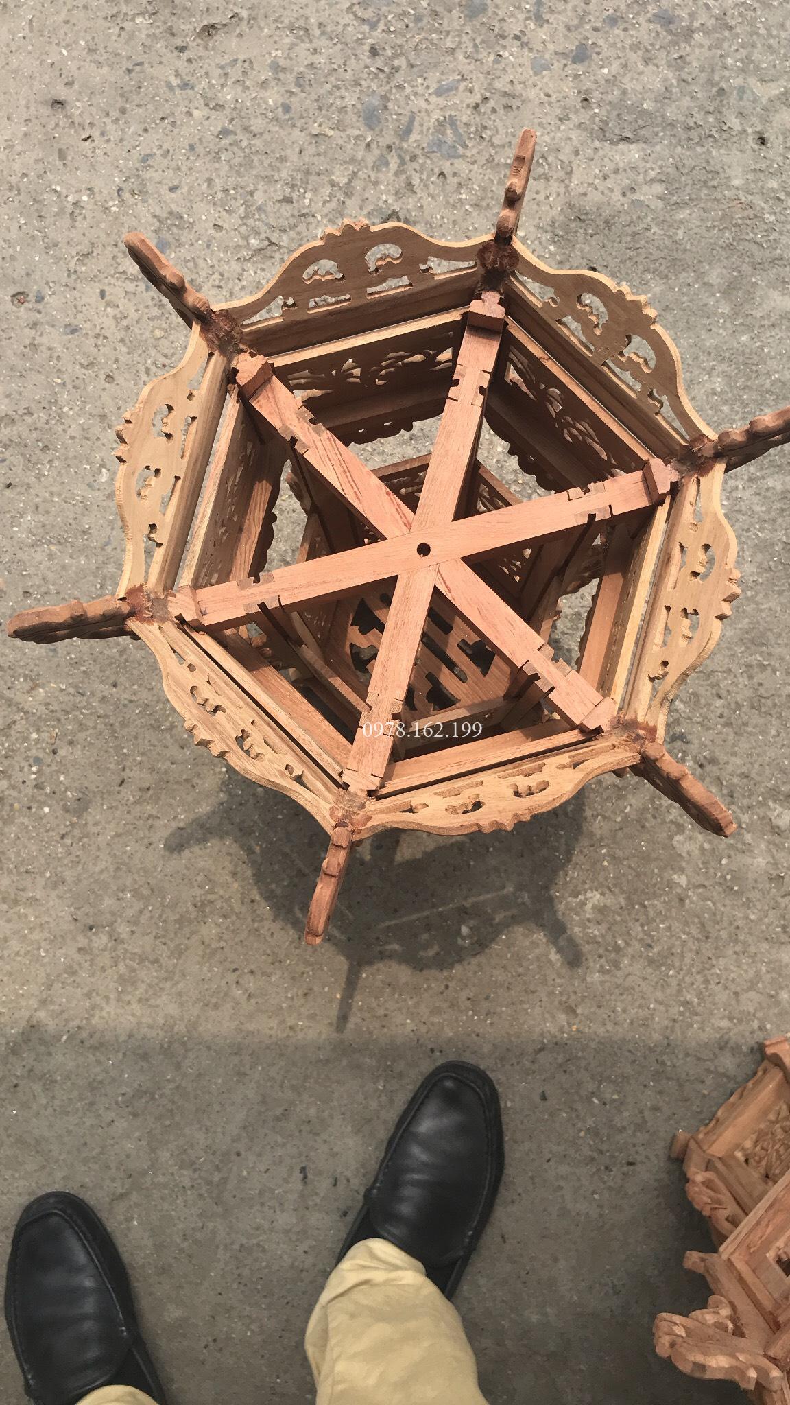 Đèn lồng hoa sen gỗ hương MS55 - Ảnh 4