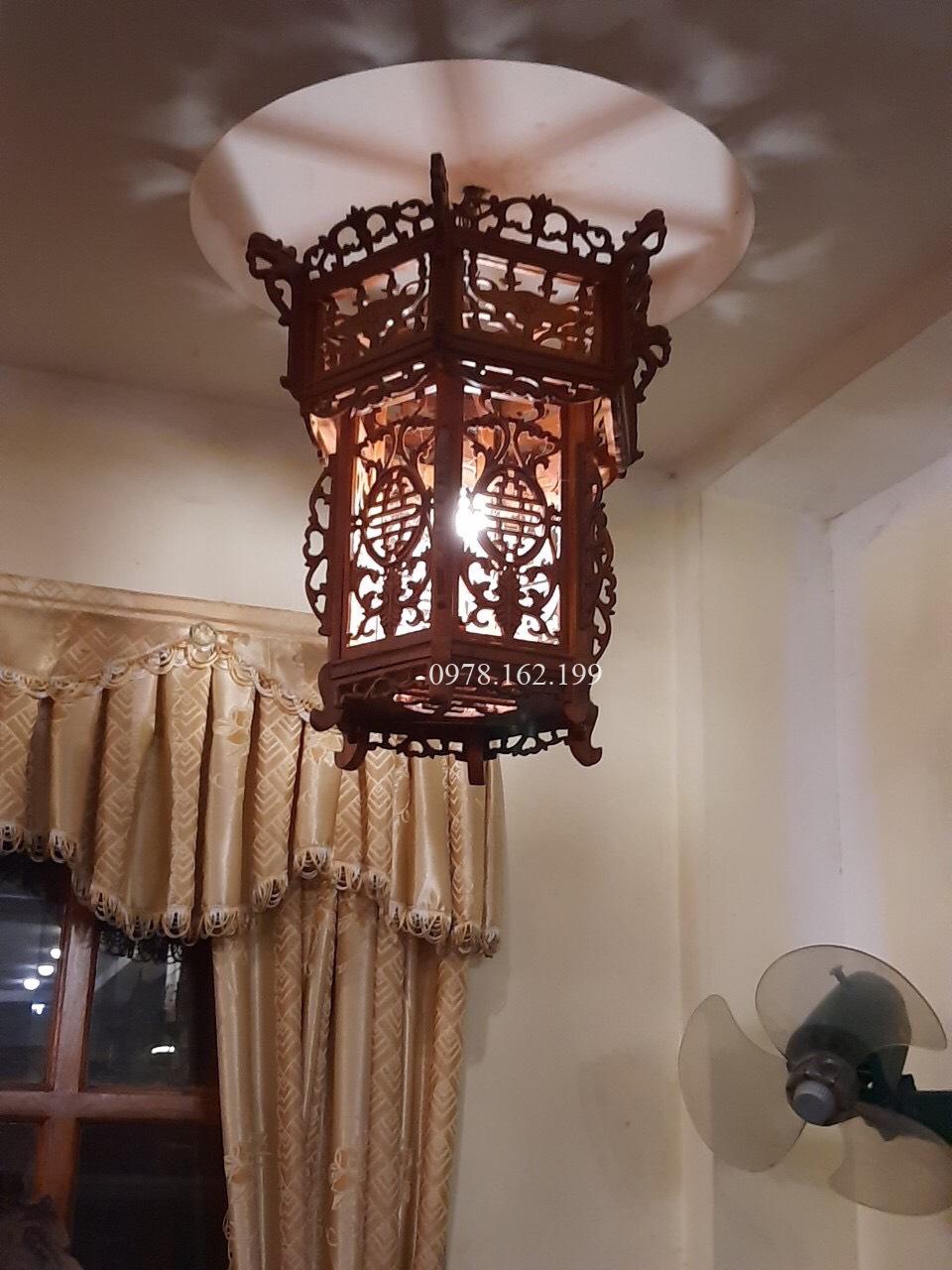 Đèn lồng hoa sen gỗ hương MS55 - Ảnh 3