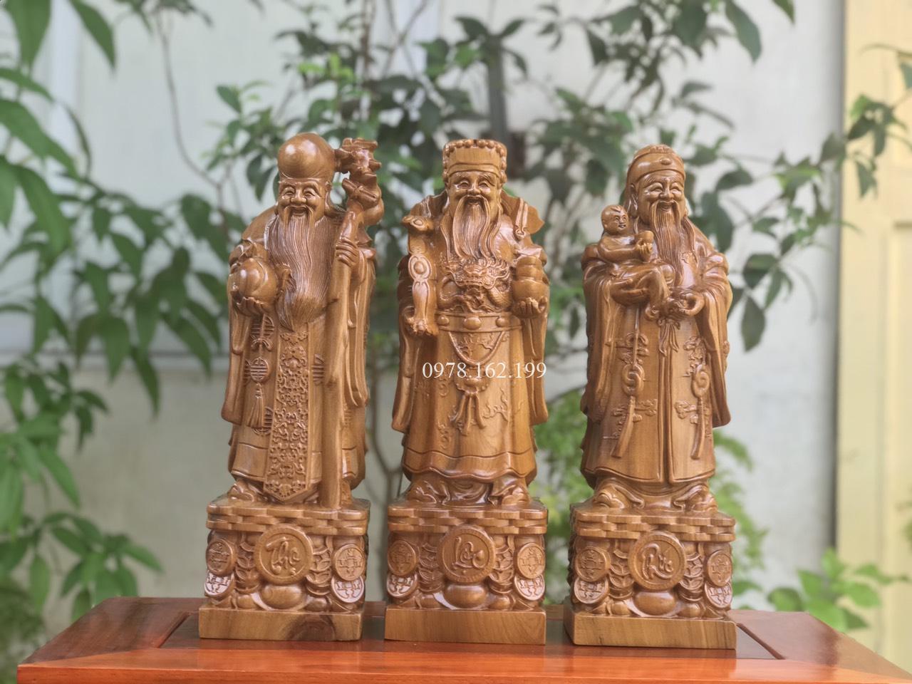 Tượng Tam Đa Phúc Lộc Thọ gỗ bách xanh MS40