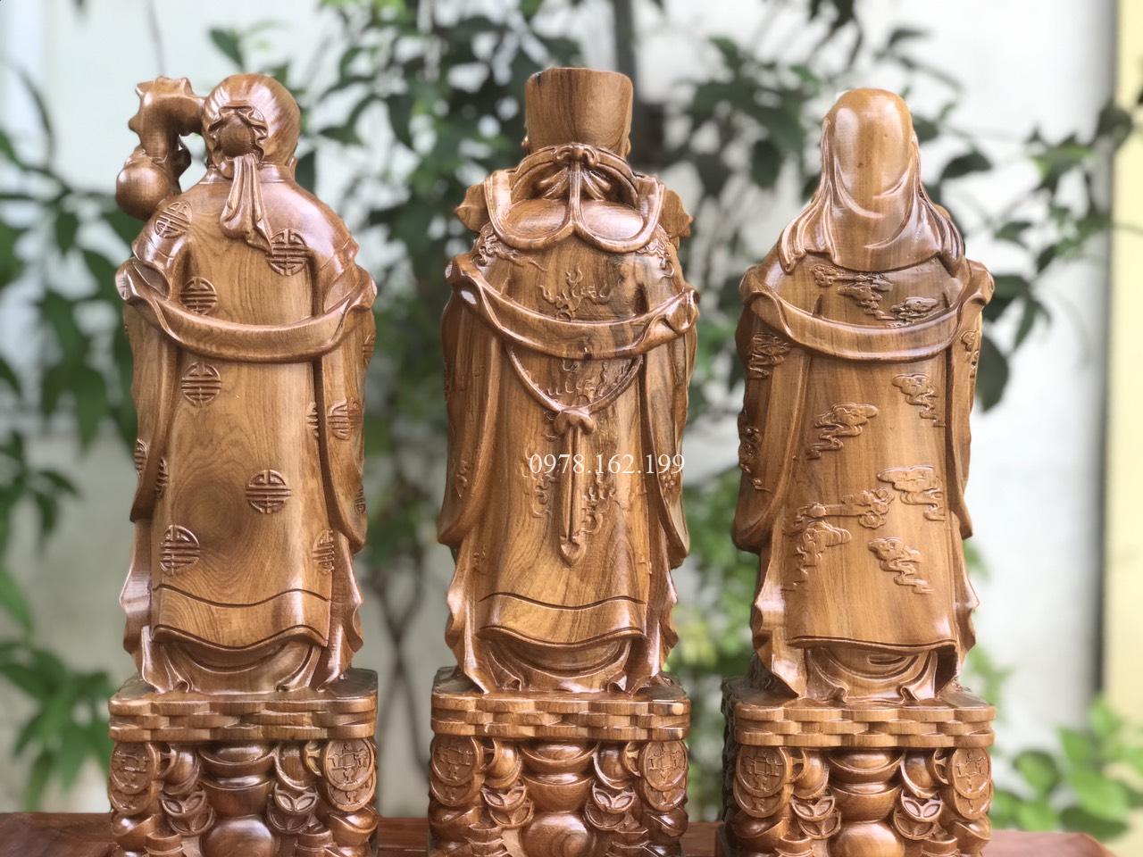 Tượng Tam Đa Phúc Lộc Thọ gỗ bách xanh MS40 - Ảnh 10