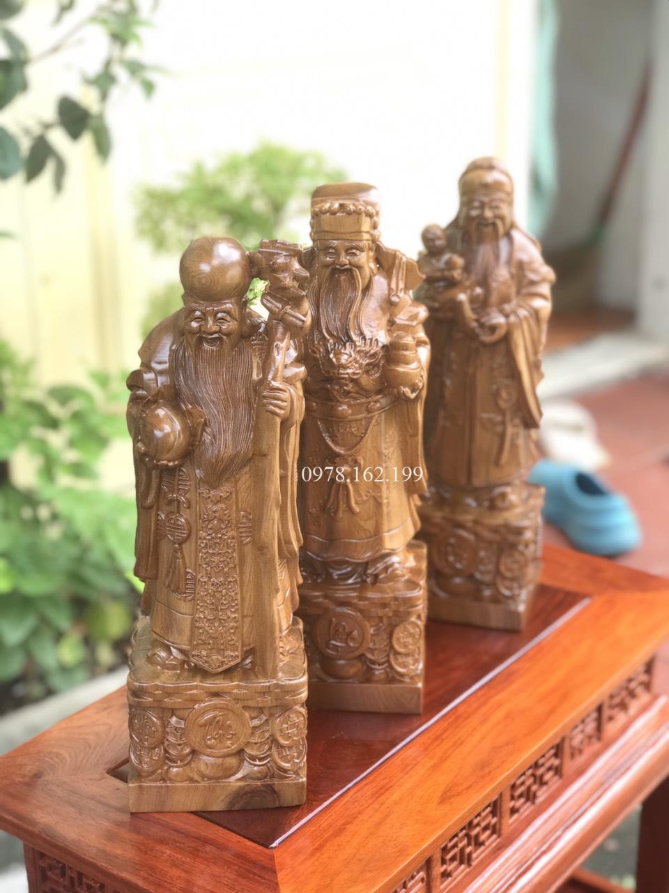 Tượng Tam Đa Phúc Lộc Thọ Gỗ Bách Xanh MS30 - Ảnh 2