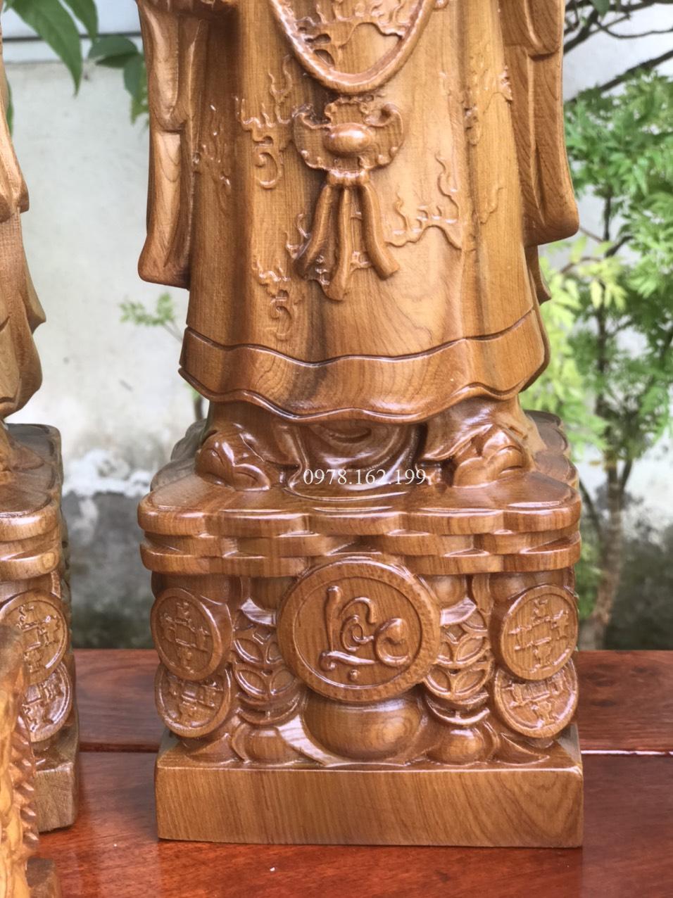 Tượng Tam Đa Phúc Lộc Thọ gỗ bách xanh MS40 - Ảnh 8