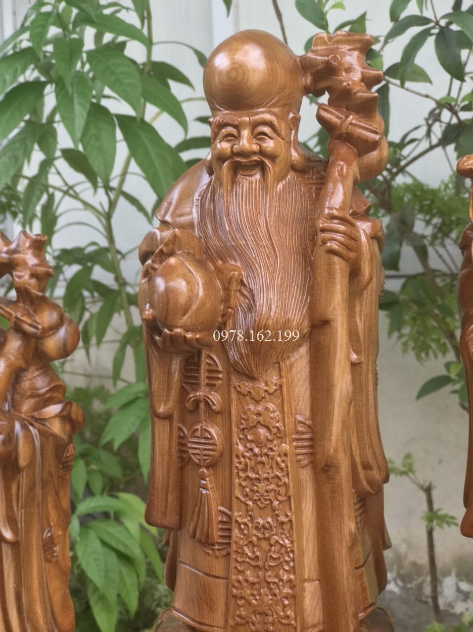 Tượng Tam Đa Phúc Lộc Thọ gỗ bách xanh MS40