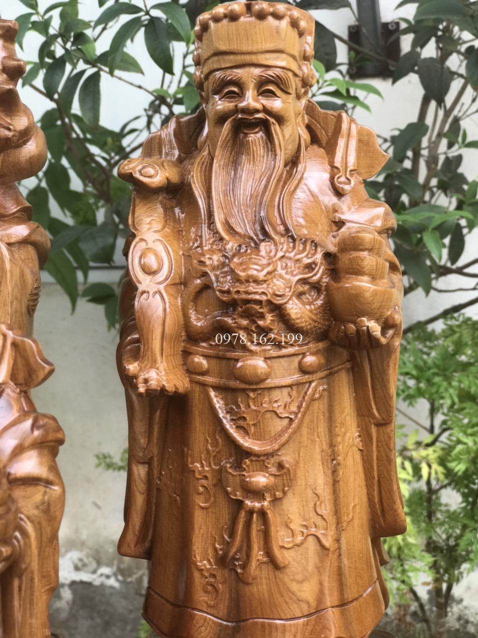 Tượng Tam Đa Phúc Lộc Thọ gỗ bách xanh MS40 - Ảnh 5