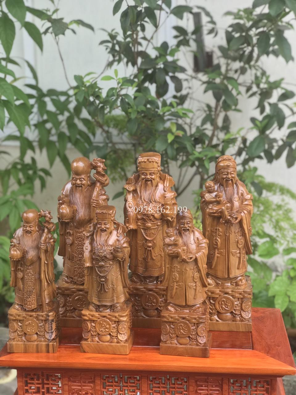 Tượng Tam Đa Phúc Lộc Thọ gỗ bách xanh MS40 - Ảnh 3