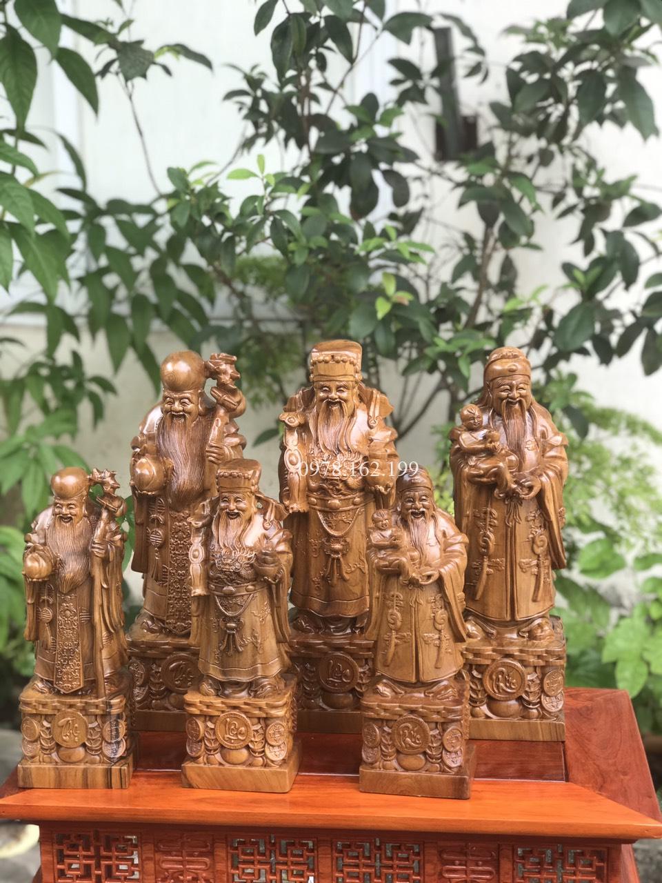 Tượng Tam Đa Phúc Lộc Thọ gỗ bách xanh MS40 - Ảnh 3