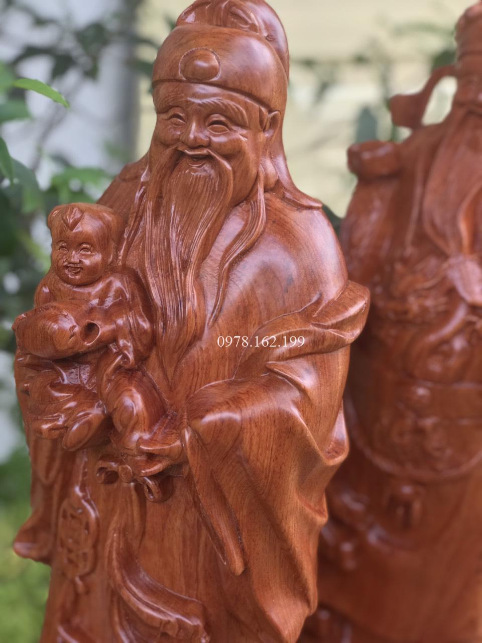Tượng Tam Đa Phúc Lộc Thọ Gỗ Hương MS50 - Ảnh 4