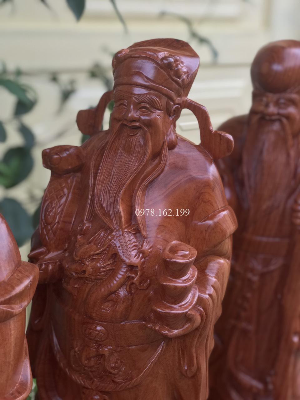 Tượng Tam Đa Phúc Lộc Thọ Gỗ Hương MS50 - Ảnh 3