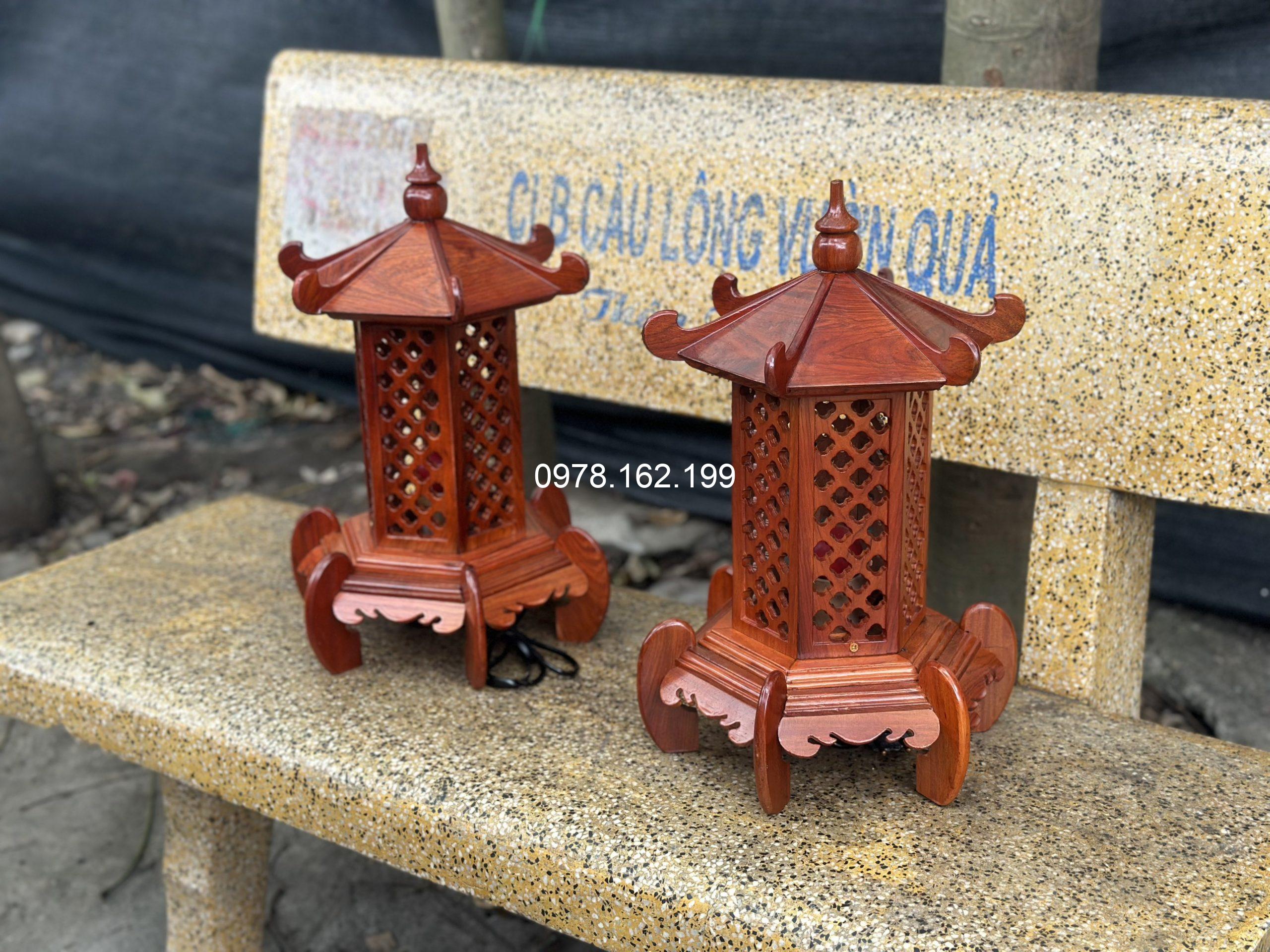 Đèn thờ lục lăng gỗ hương MS41