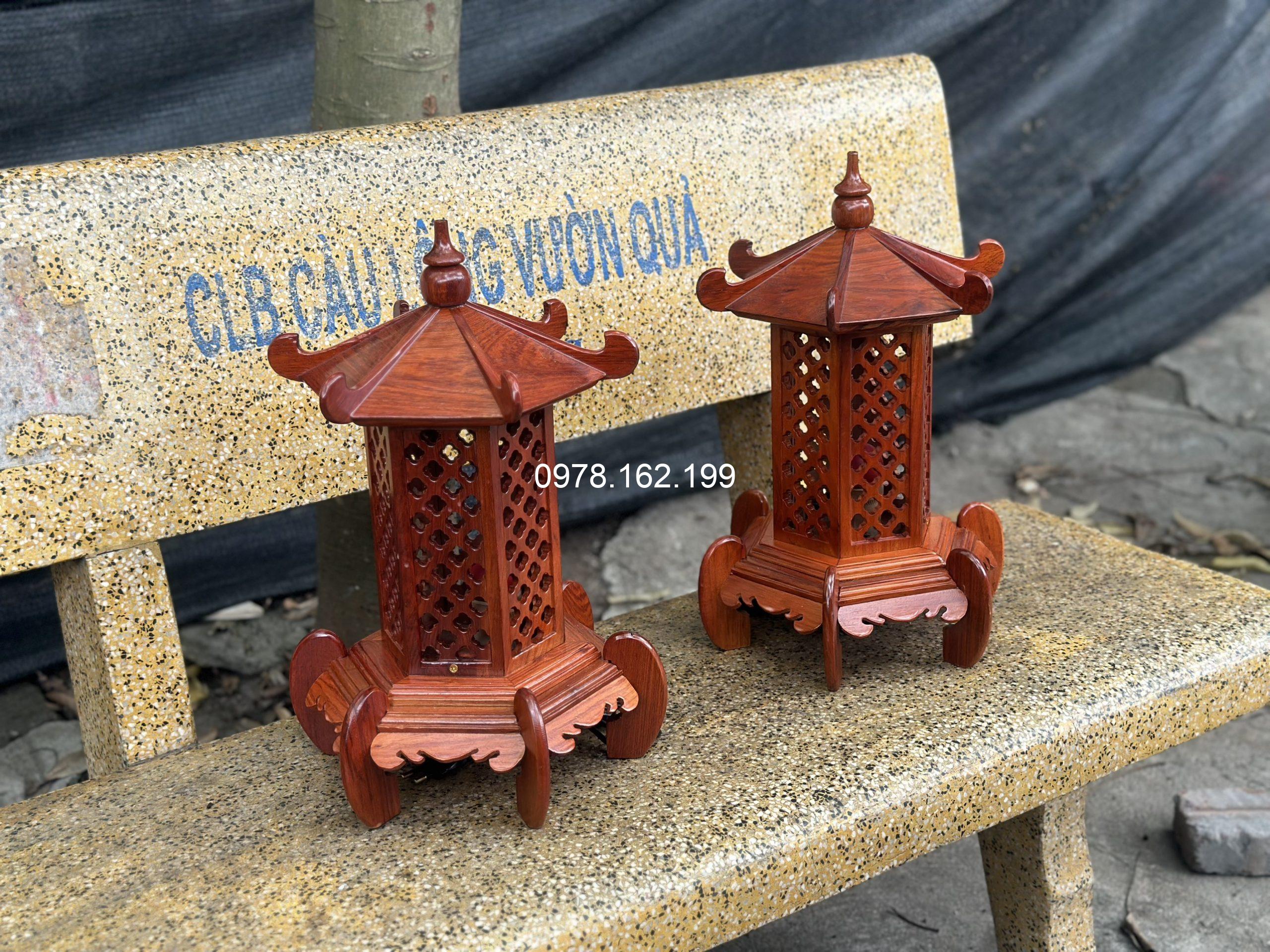 Đèn thờ lục lăng gỗ hương MS41