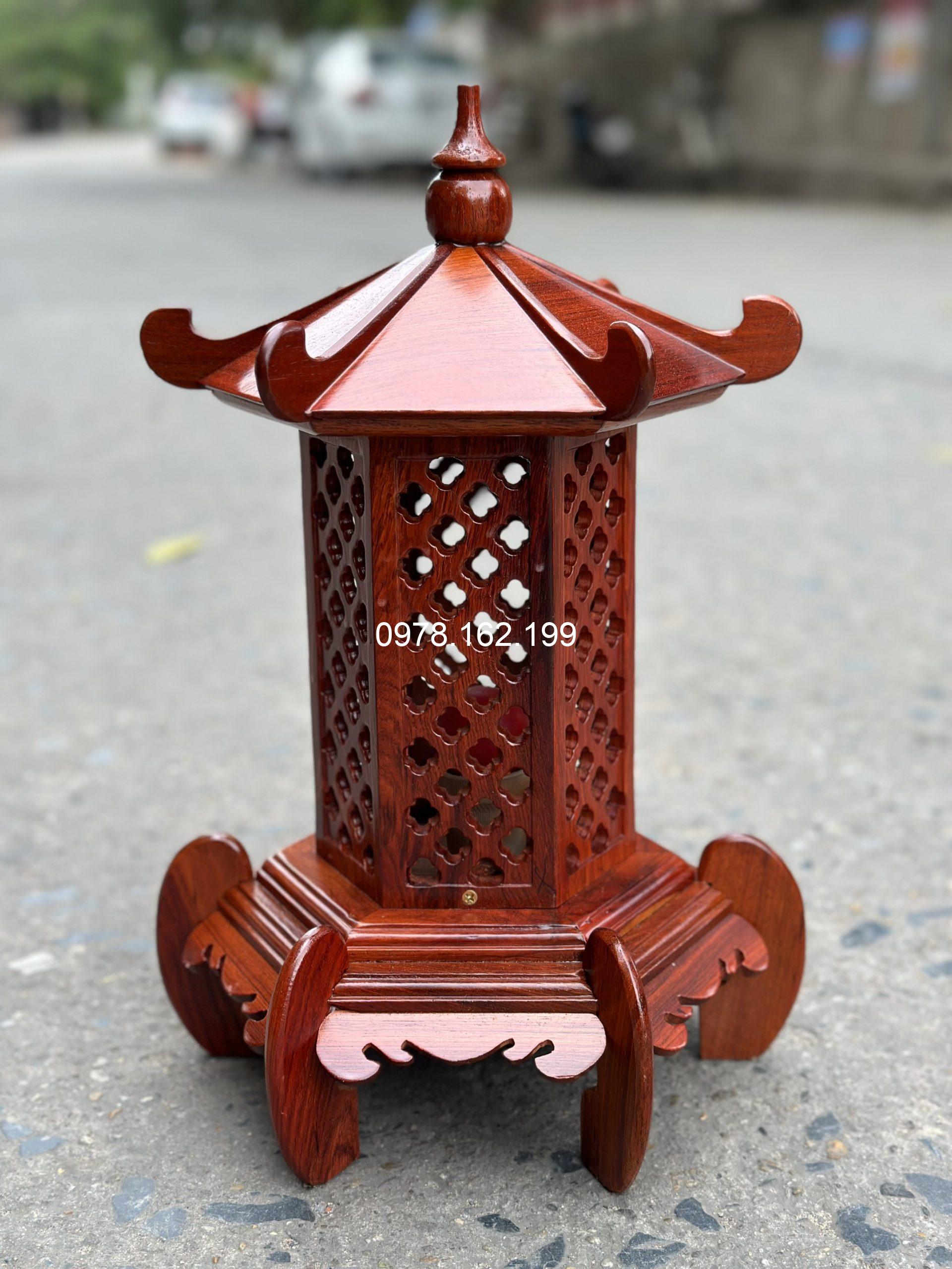 Đèn thờ lục lăng gỗ hương MS41