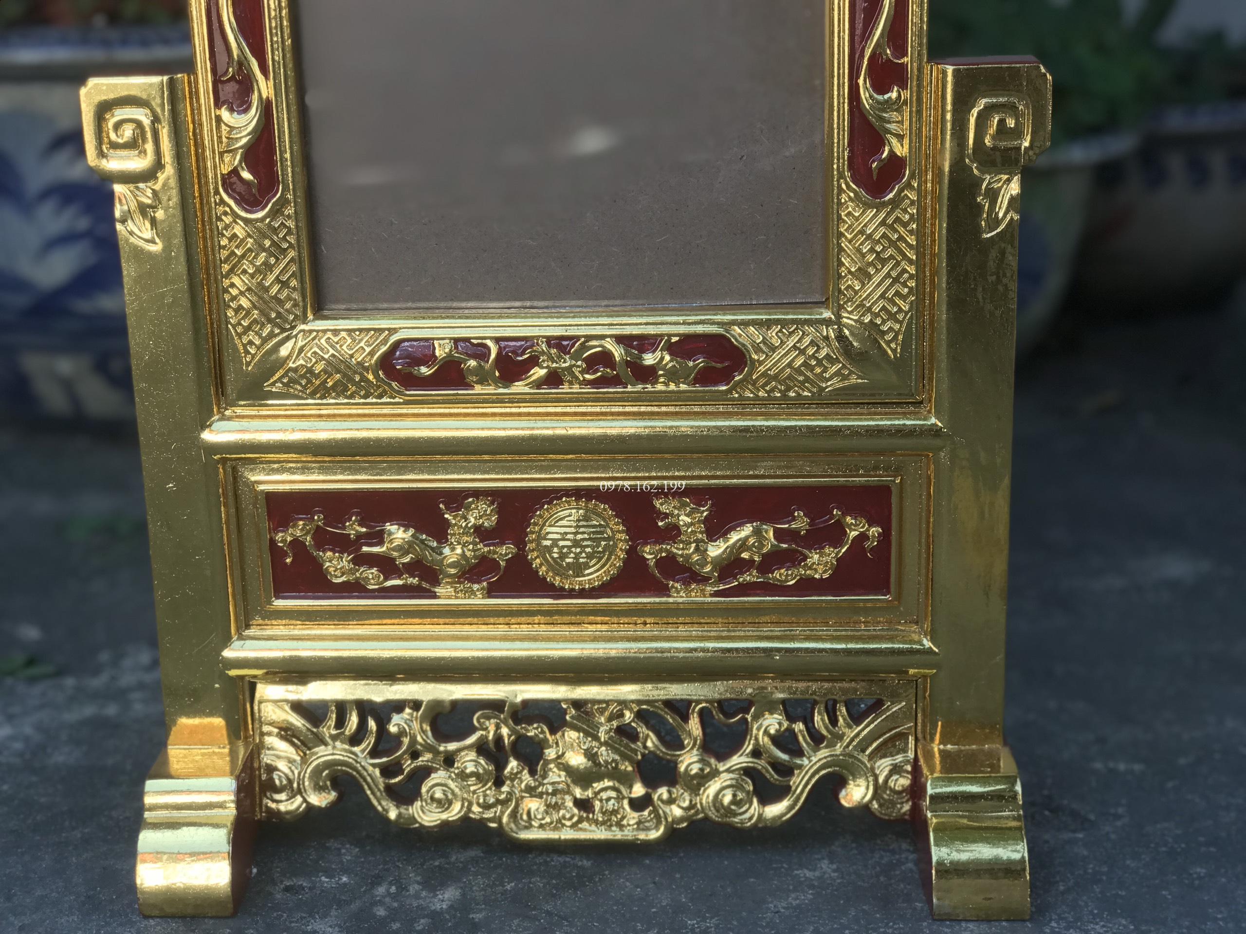 Khung ảnh thờ tứ linh sơn son thếp vàng - Ảnh 2