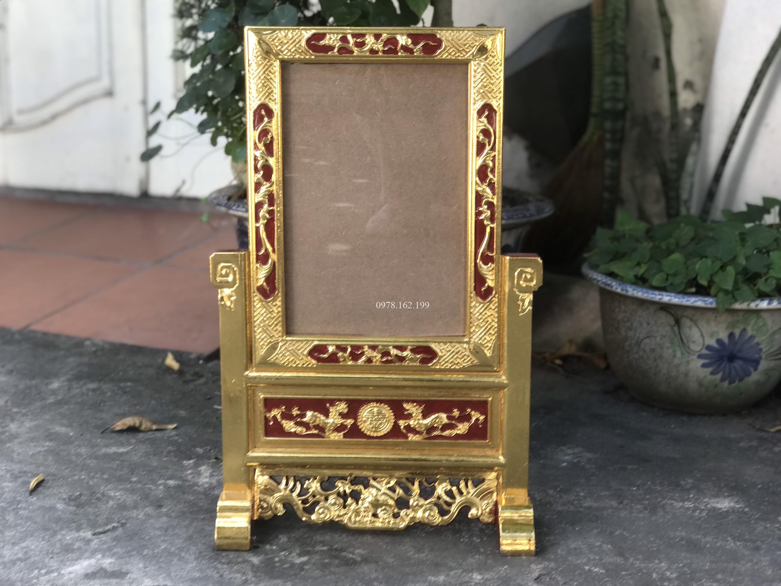 Khung ảnh thờ tứ linh sơn son thếp vàng - Ảnh 3