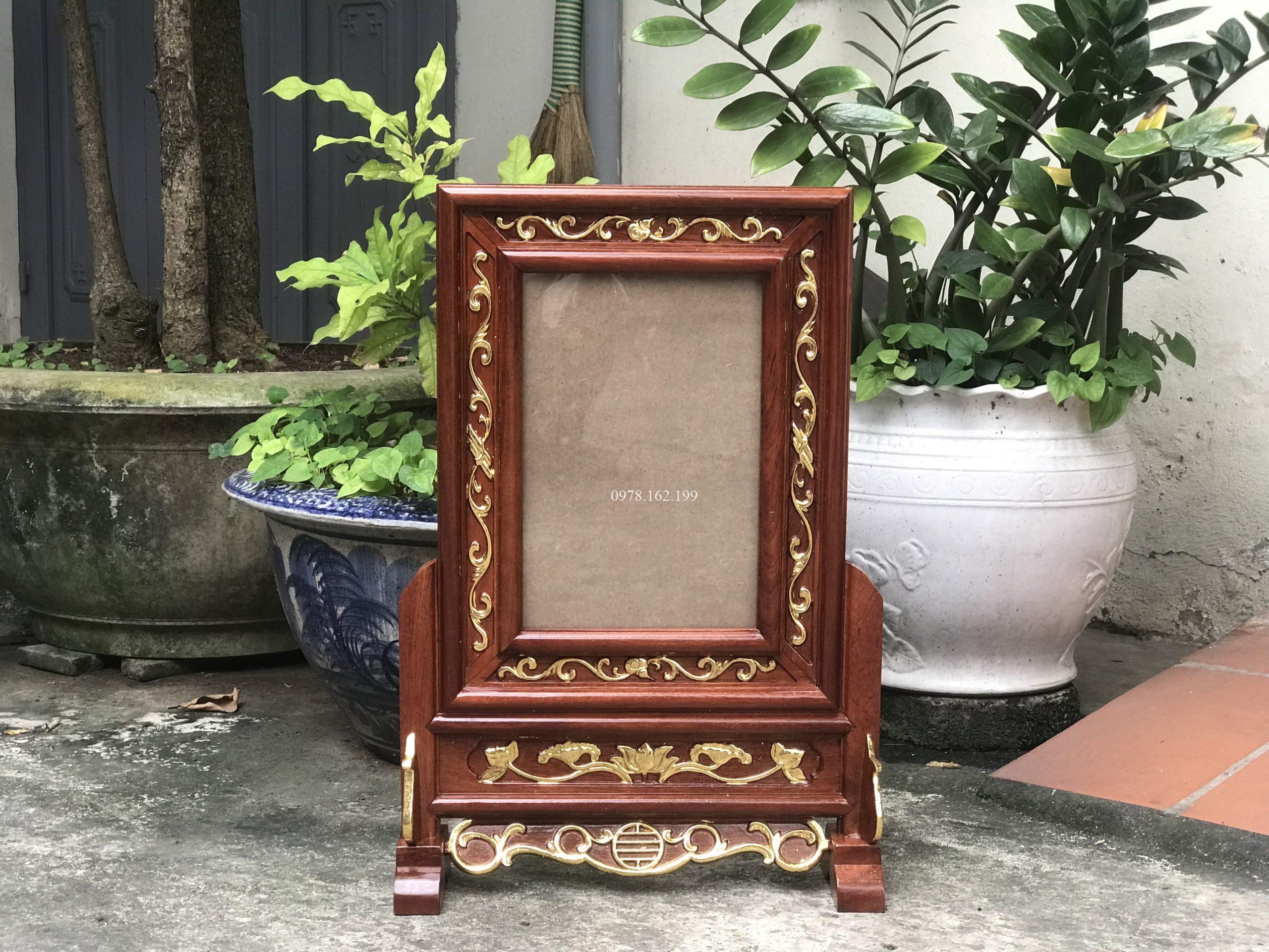 Khung Ảnh Thờ Gỗ Hương Hoa Lá Tây DSF587 - Ảnh 2