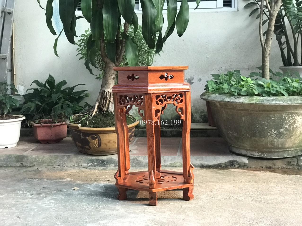 Đôn lục giác gỗ hương