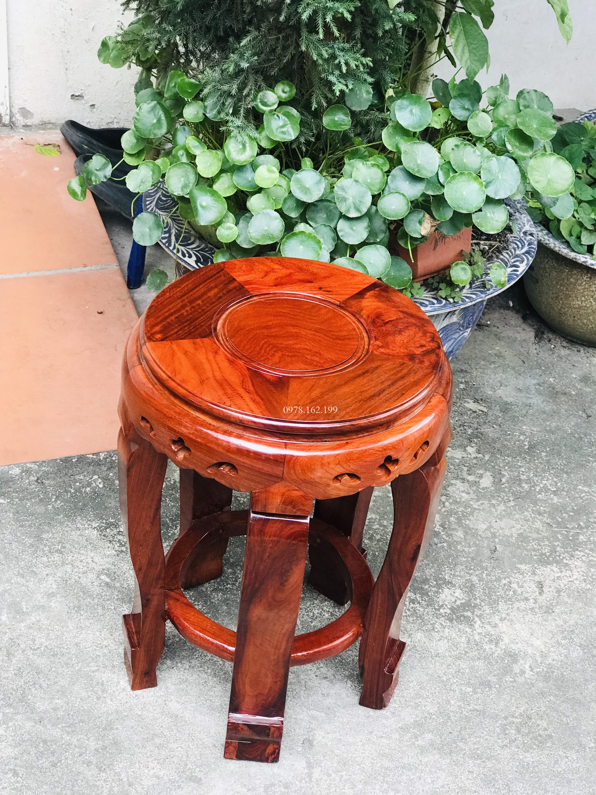 Đôn tròn gỗ hương MS30X45 - Ảnh 3