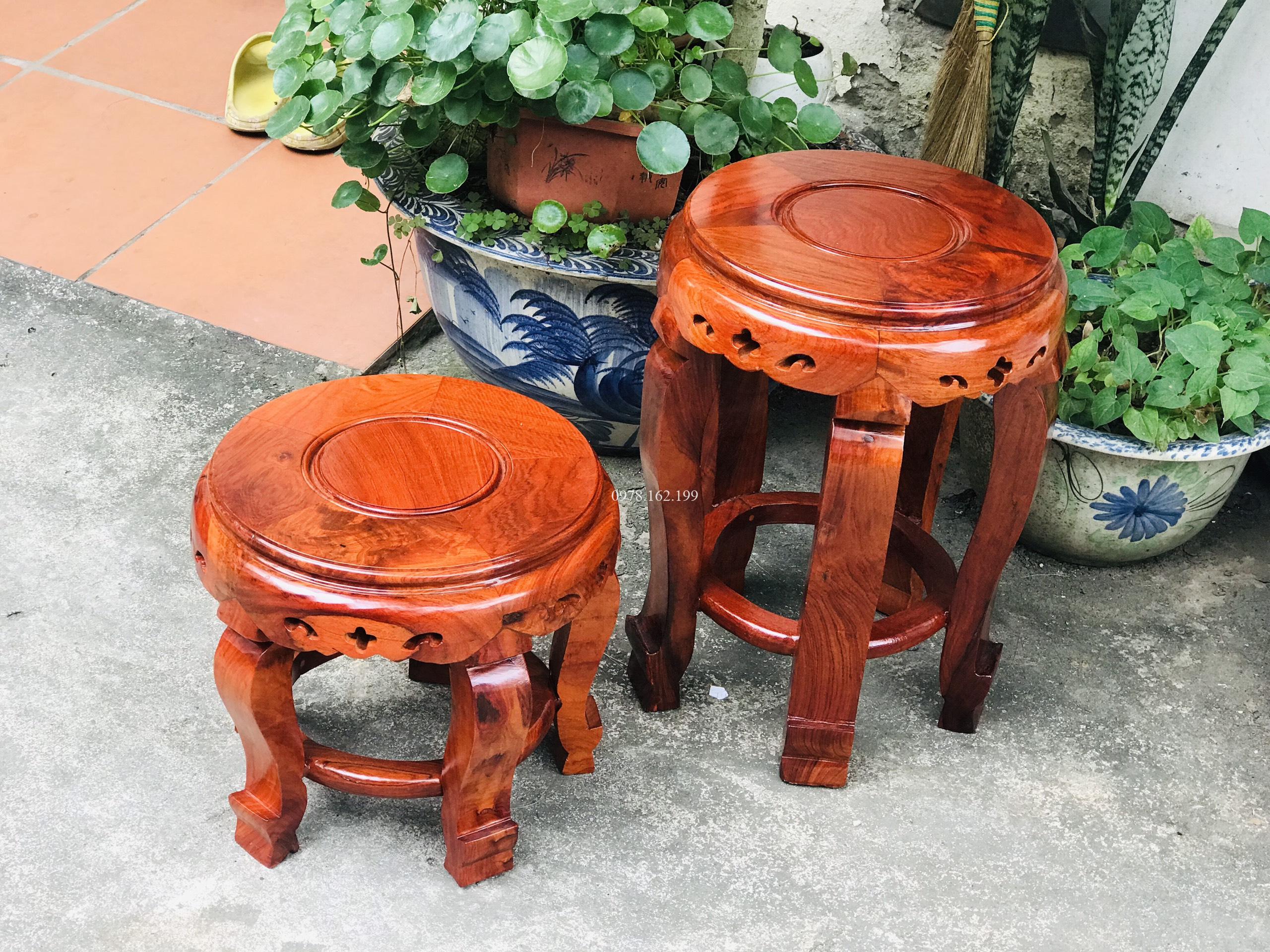 Đôn tròn gỗ hương MS30X45 - Ảnh 4