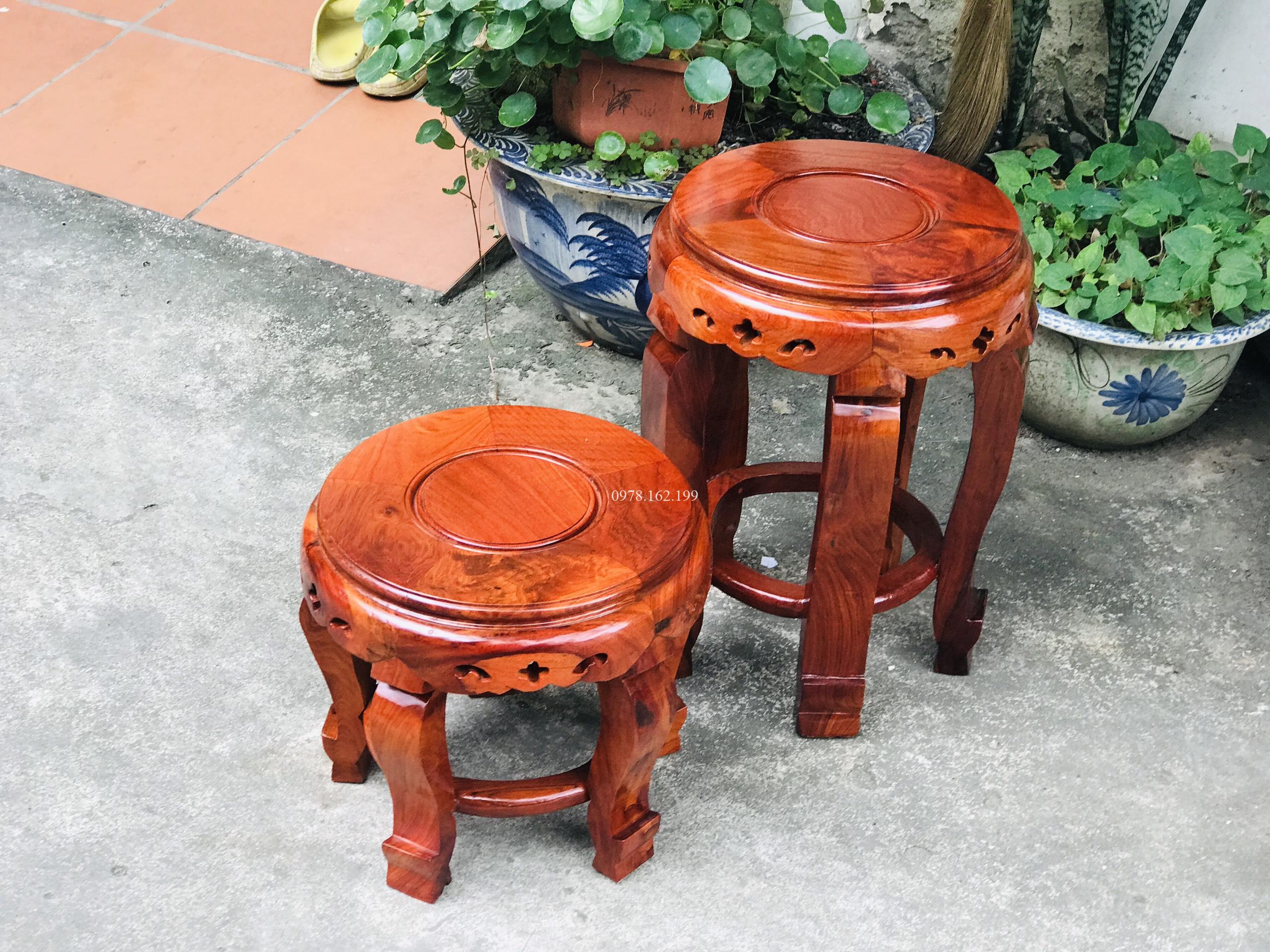 Đôn tròn gỗ hương MS30x30 - Ảnh 2