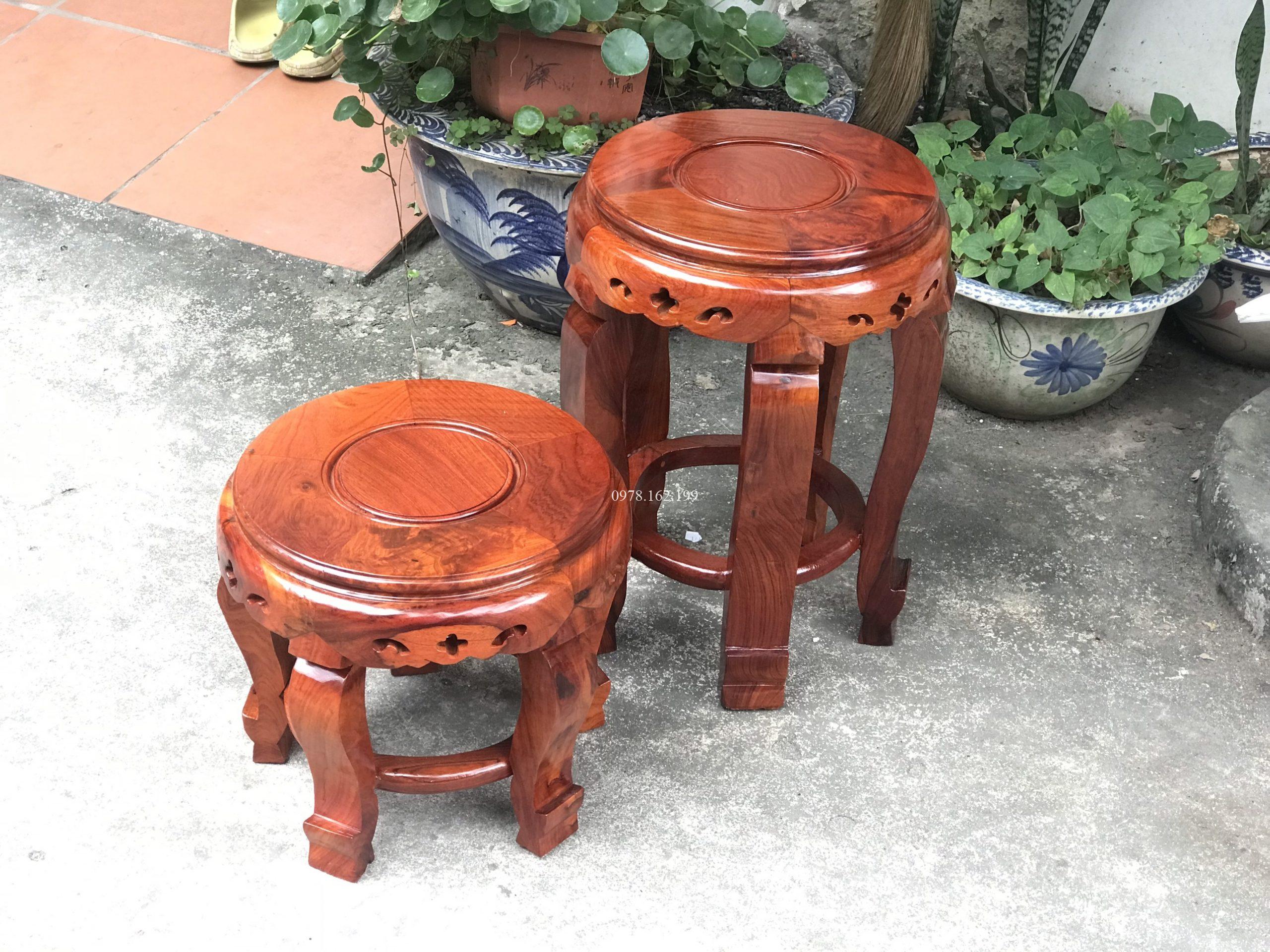 Đôn tròn gỗ hương MS30X45 - Ảnh 6