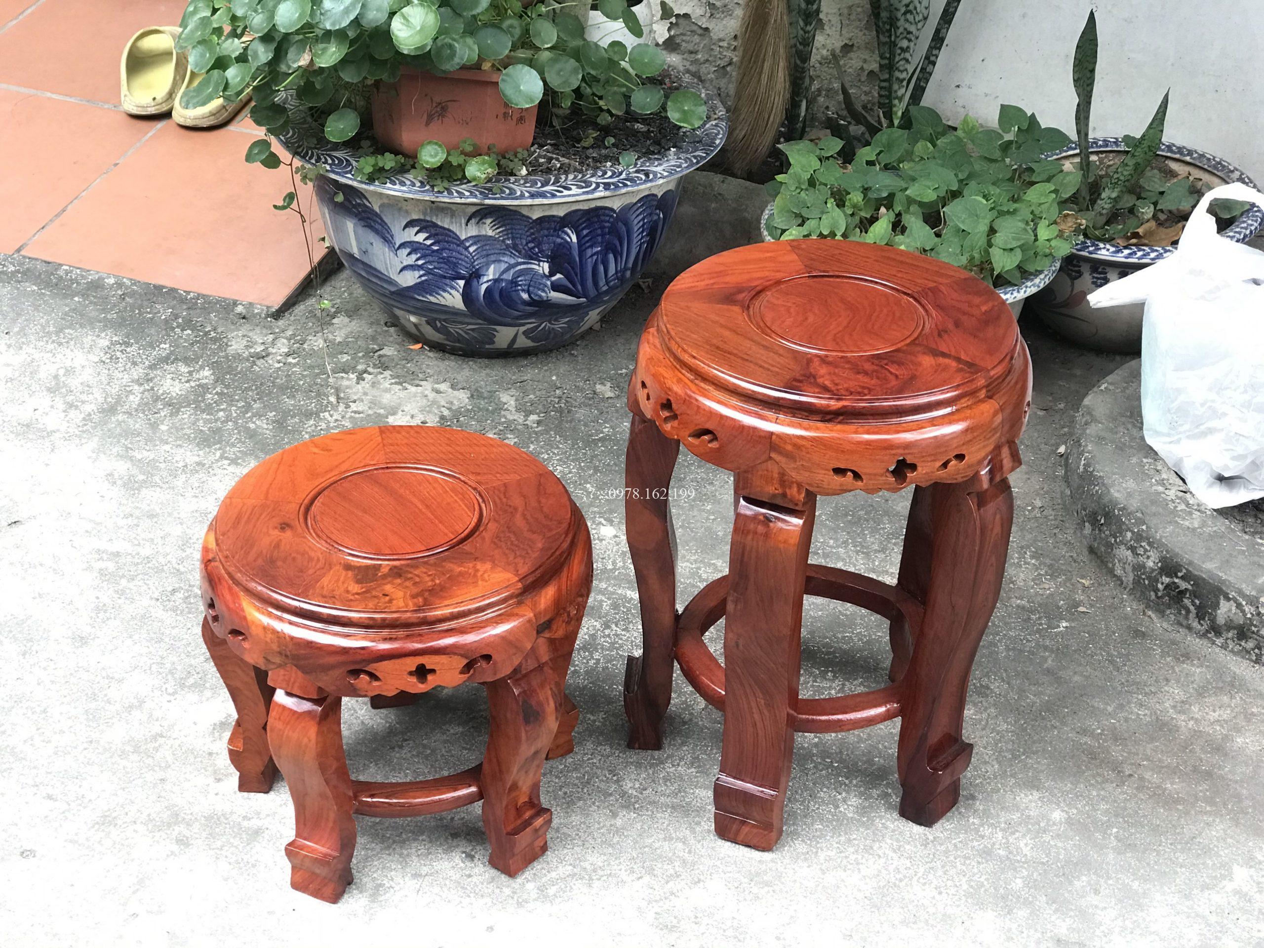 Đôn tròn gỗ hương MS30X45 - Ảnh 5