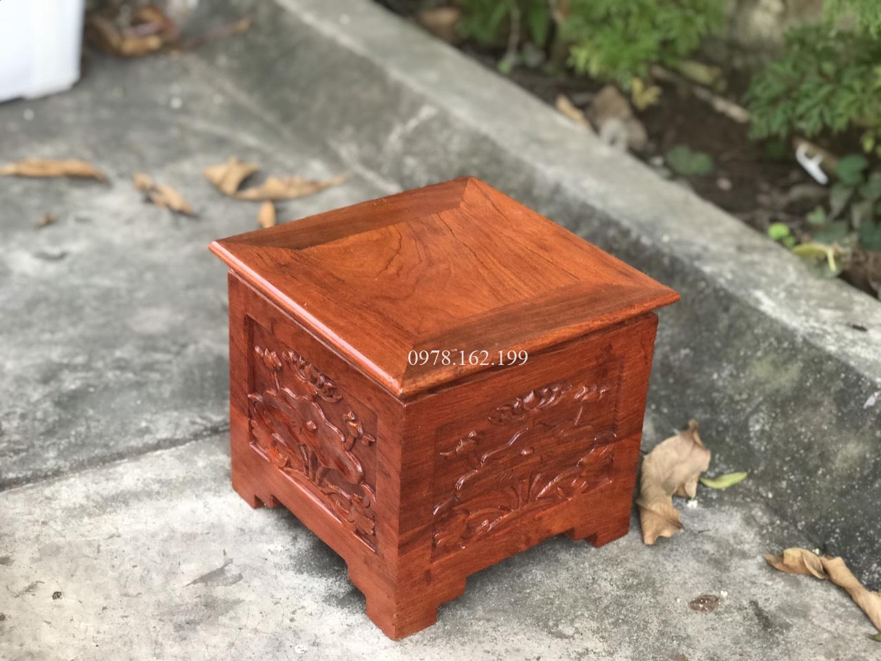 Đôn kê tượng chạm sen gỗ hương MS22