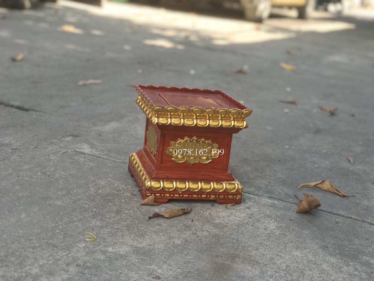 Đôn vuông chạm sen dát vàng MS30 - Ảnh 8