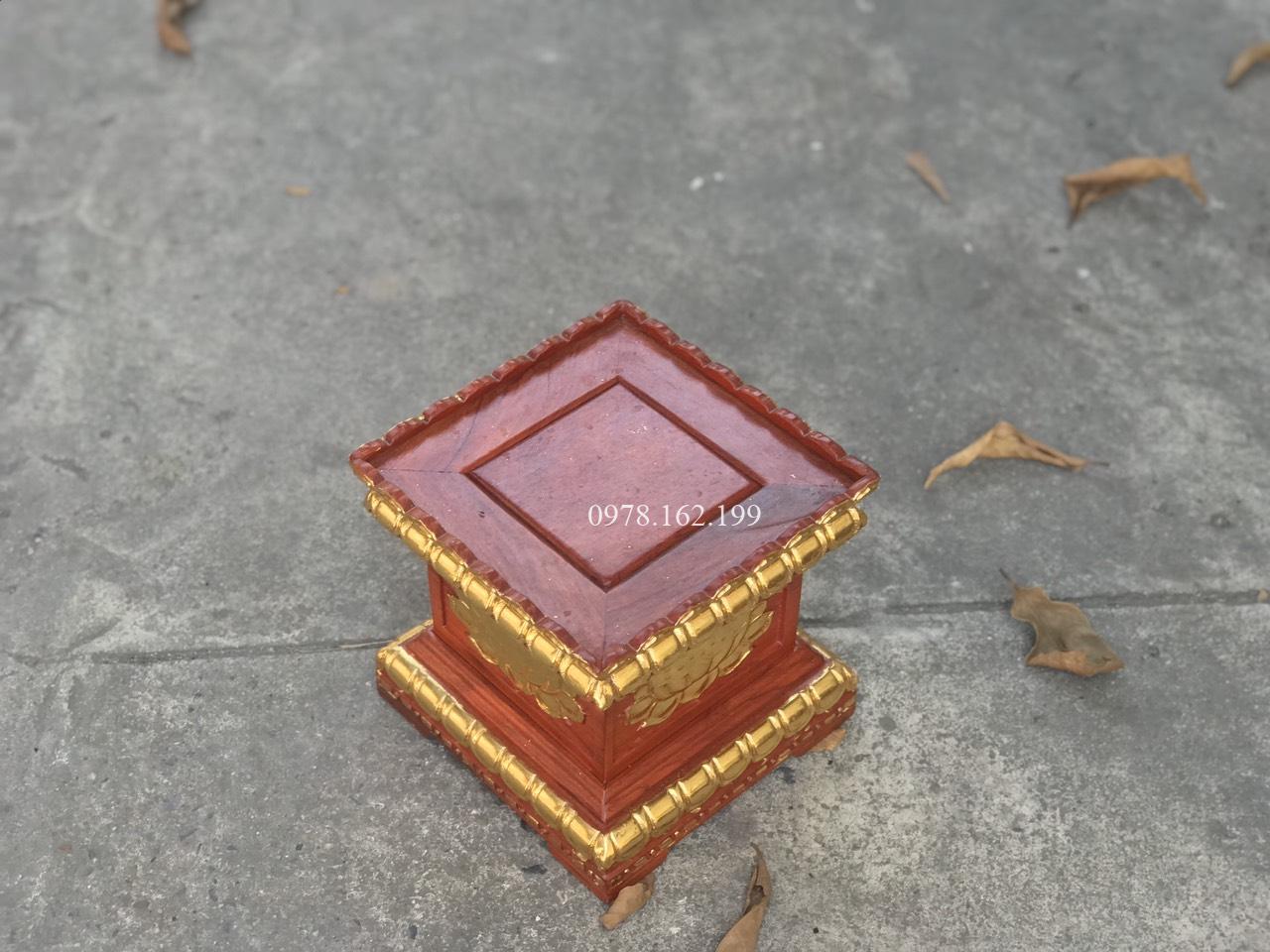 Đôn vuông chạm sen dát vàng MS30 - Ảnh 6