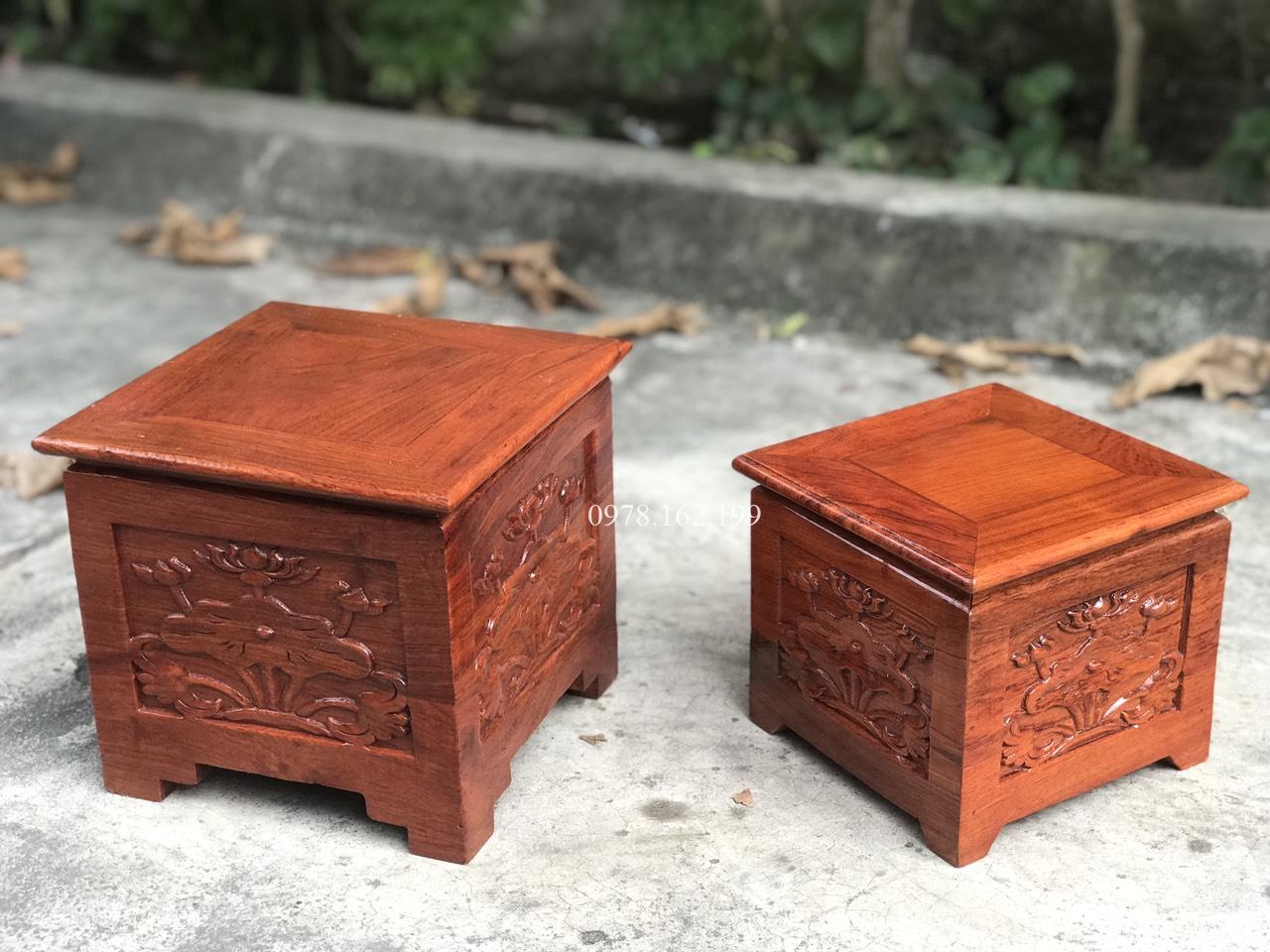 Đôn kê tượng chạm sen gỗ hương MS22 - Ảnh 4