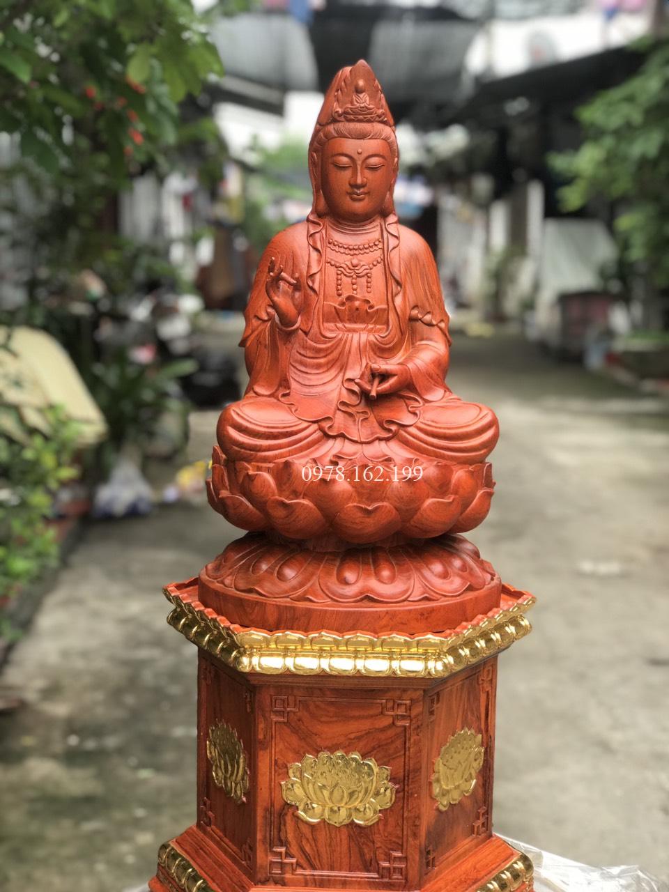 Đôn tượng chạm sen mini