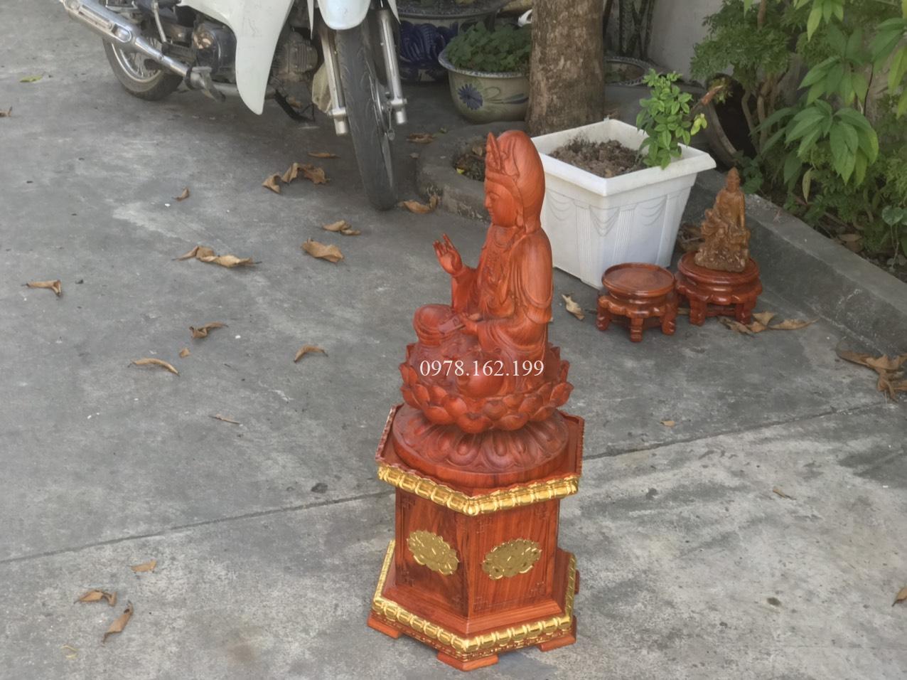 Đôn gỗ lục giác gỗ hương dát vàng MS30 - Ảnh 6